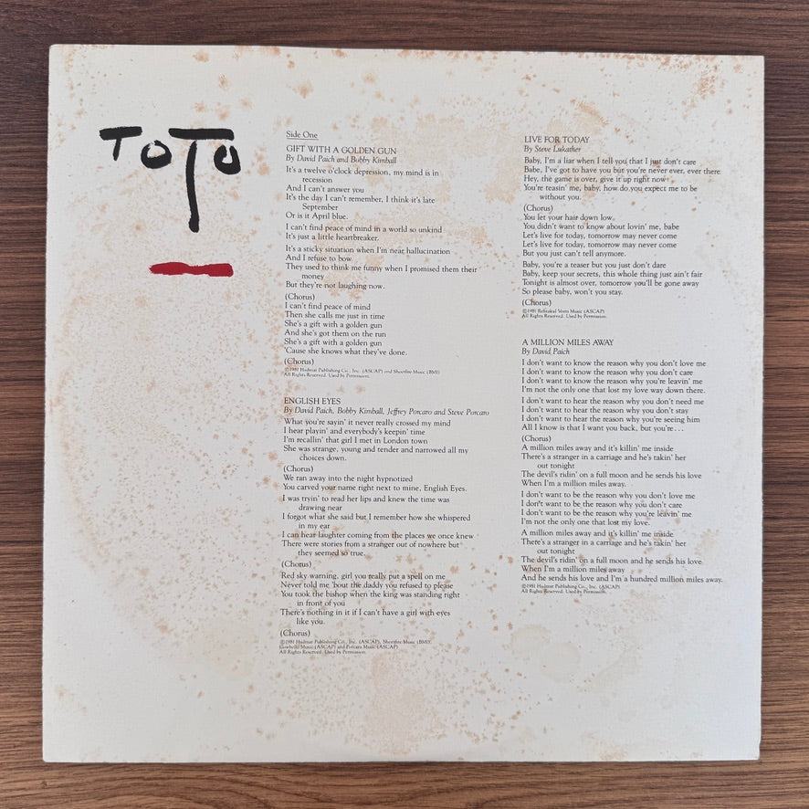 Toto – Turn Back Japan Vinyl