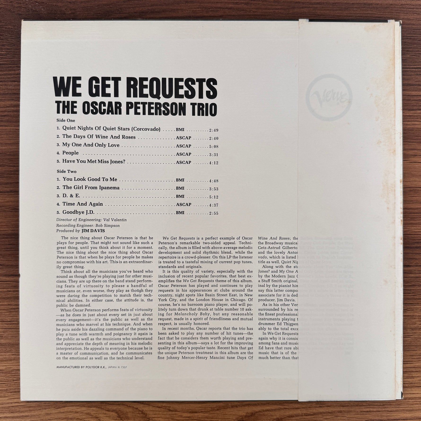 The Oscar Peterson Trio – We Get Requests Japan Vinyl