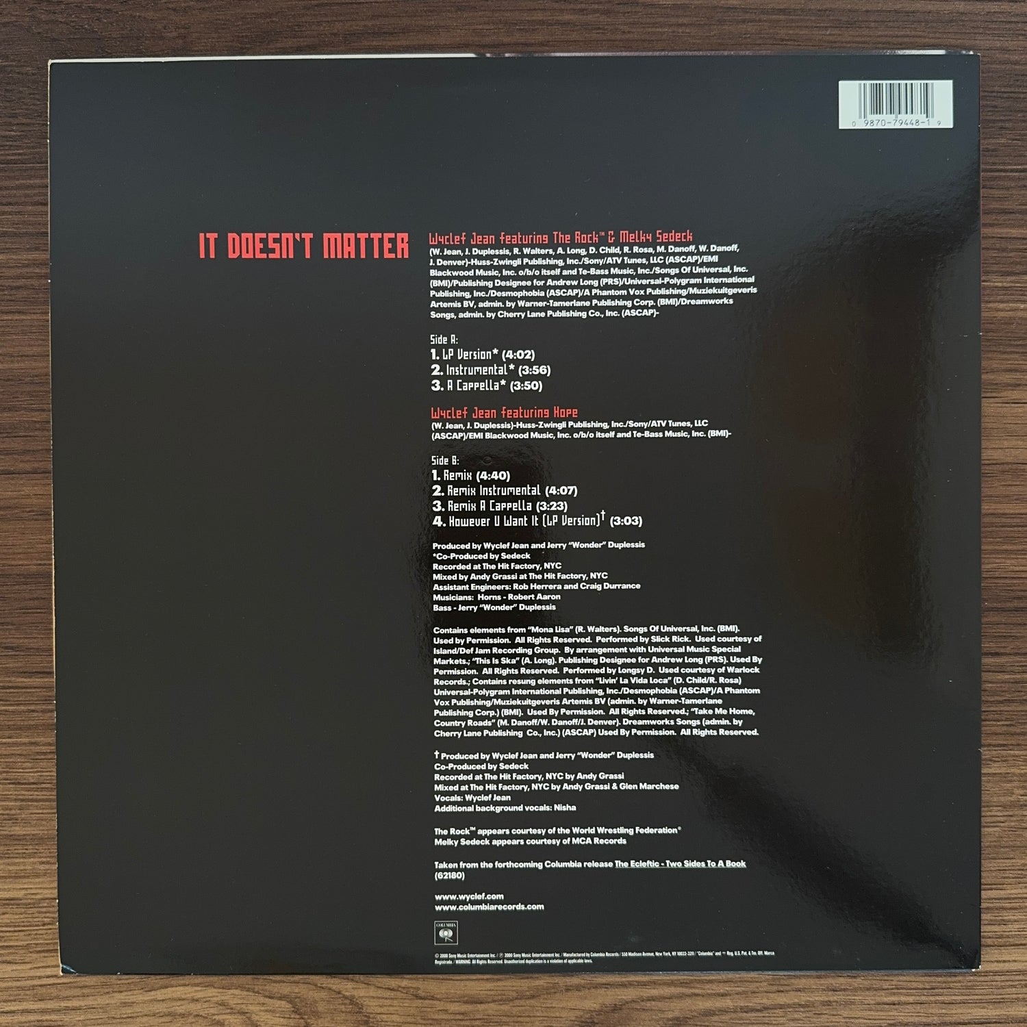 Wyclef Jean Featuring The Rock & Melky Sedeck – It Doesn't Matter