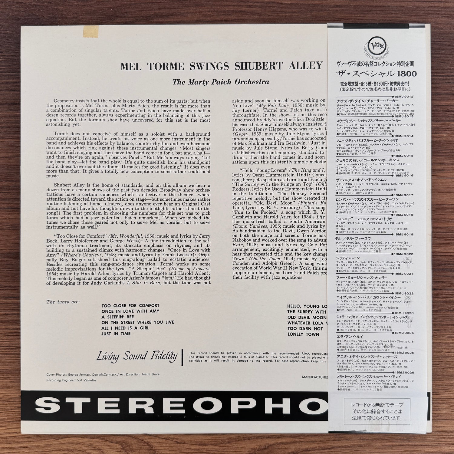 Mel Tormé With The Marty Paich Orchestra – Swings Shubert Alley