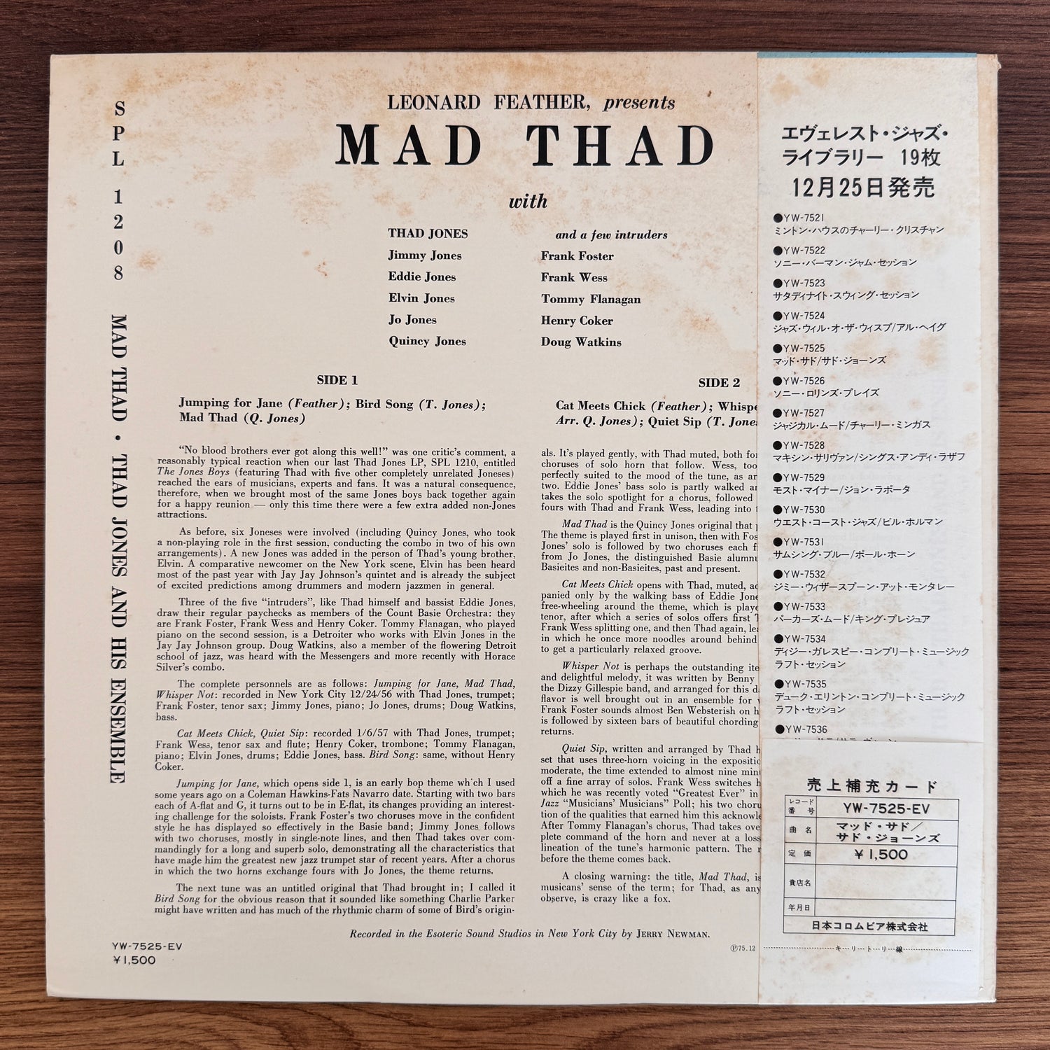 Thad Jones And His Ensemble – Mad Thad