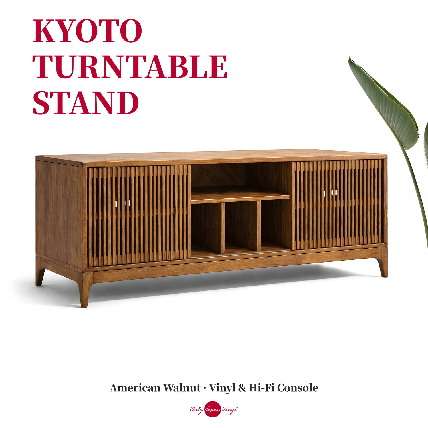 Kyoto Turntable Stand | Kyoto Plak Masası | Amerikan Ceviz Ahşap