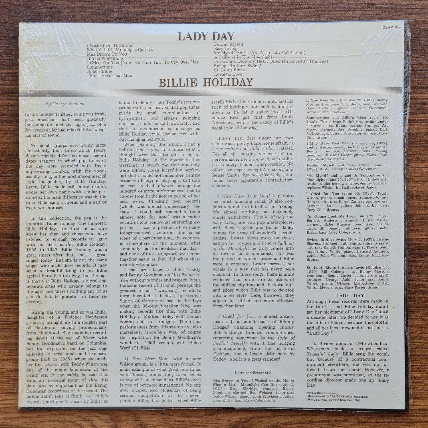 Billie Holiday – Lady Day Japan Vinyl