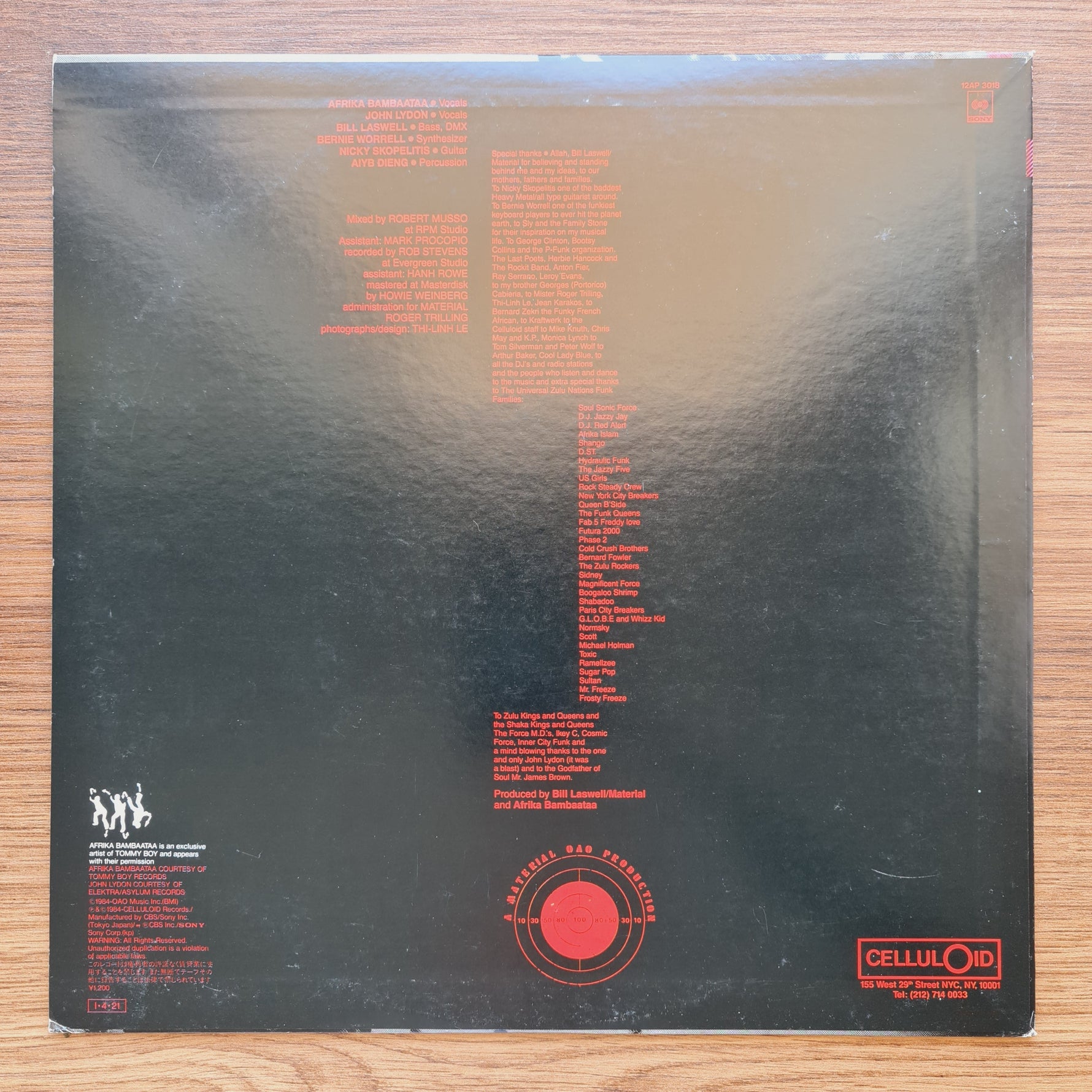 Time Zone Featuring John Lydon & Afrika Bambaataa – World Destruction 33'lük LP PLAK Japan Vinyl