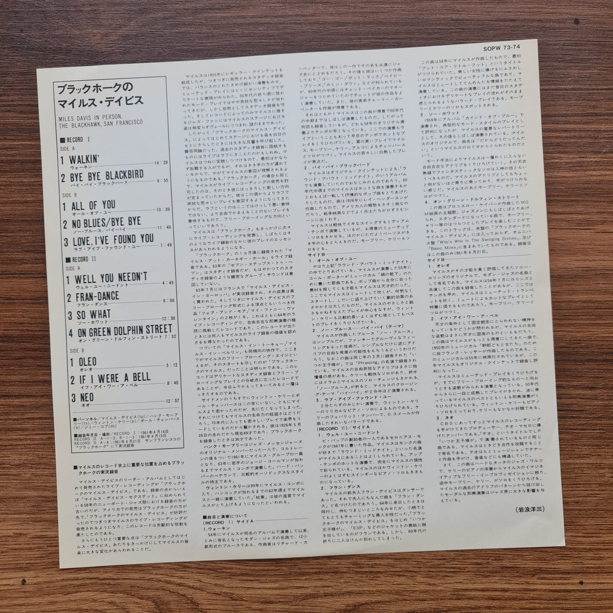 Miles Davis – In Person Friday And Saturday Nights At The Blackhawk San Franciso 33'lük LP PLAK Japan Vinyl