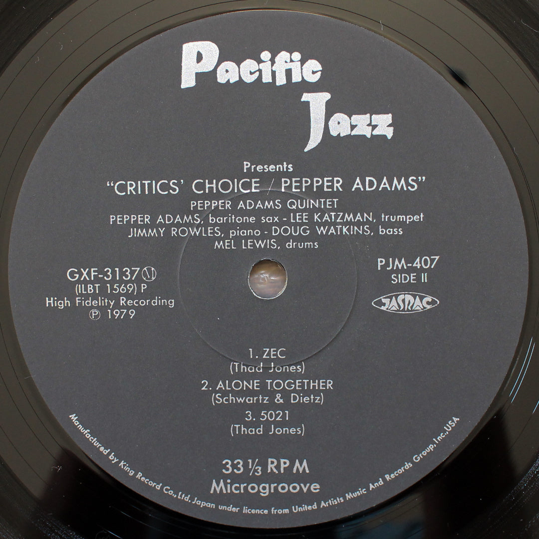 Pepper Adams - Critics' Choice Japan Vinyl