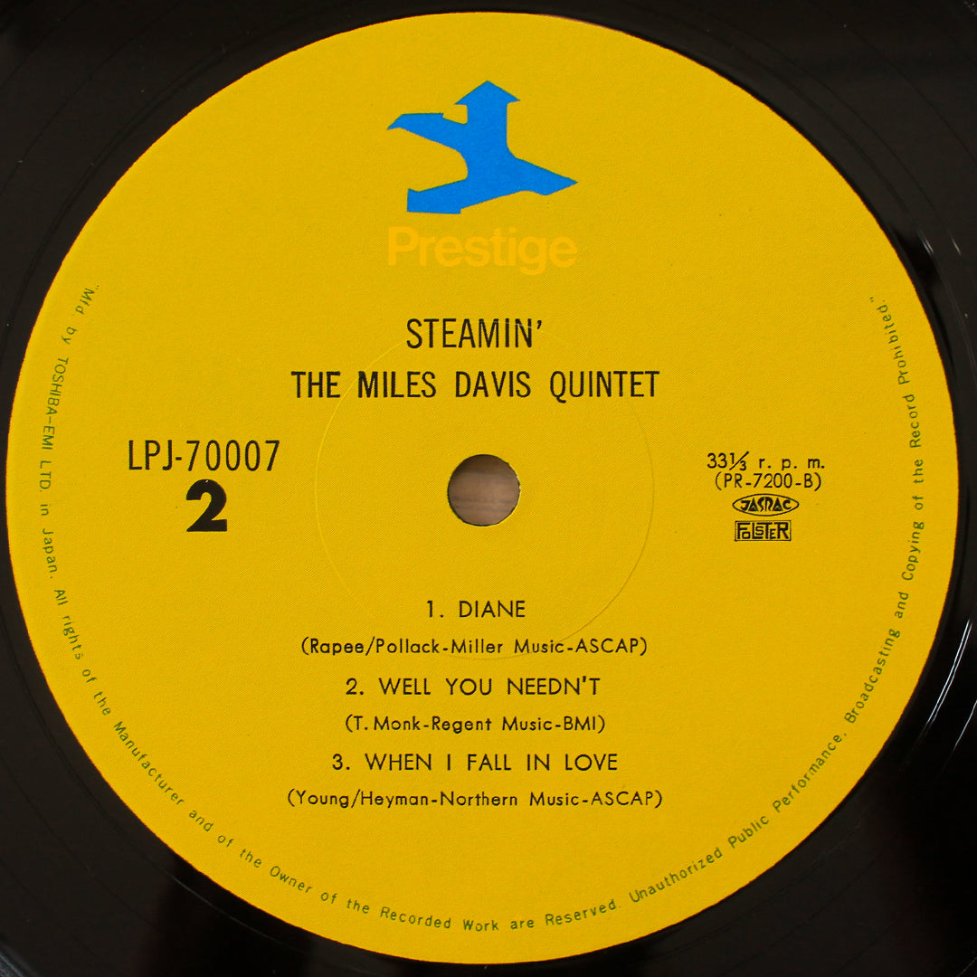 Miles Davis Quintet - Steamin' With The Miles Davis Quintet 33'lük LP PLAK Japan Vinyl