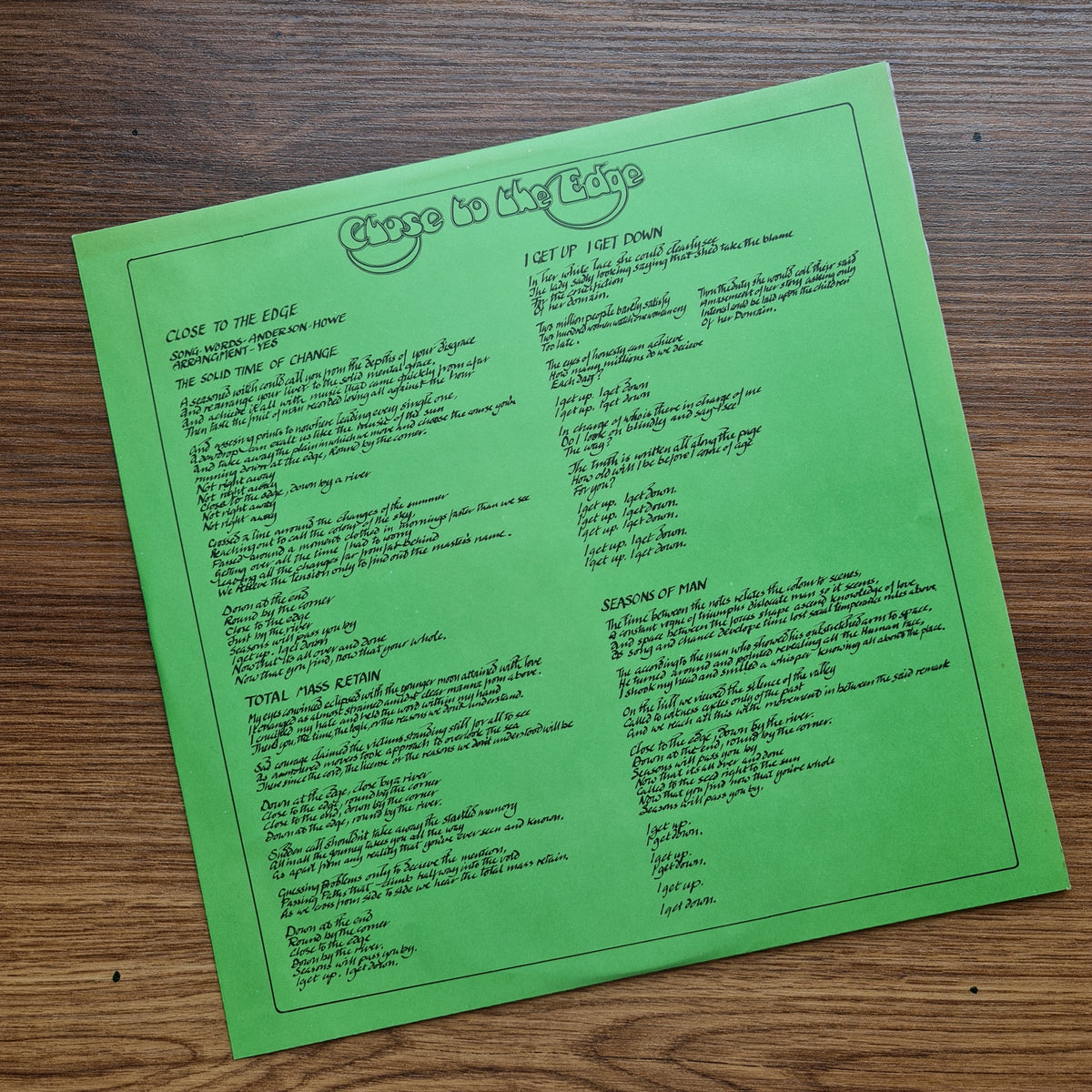 Yes – Close To The Edge 33'lük LP PLAK Japan Vinyl