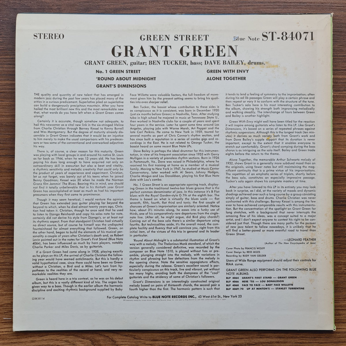 Grant Green – Green Street Japan Vinyl
