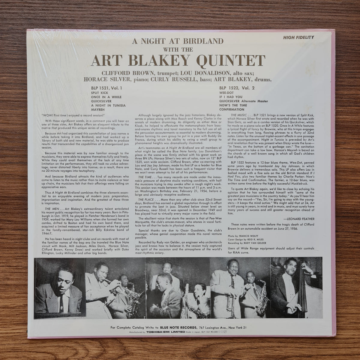 Art Blakey Quintet – A Night At Birdland, Volume 1 33'lük LP PLAK Japan Vinyl
