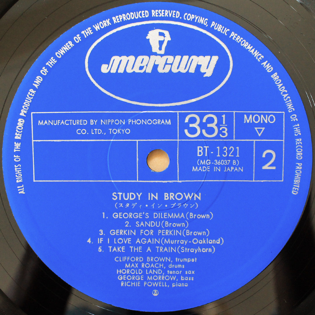 Clifford Brown And Max Roach – Study In Brown 33'lük LP PLAK Japan Vinyl