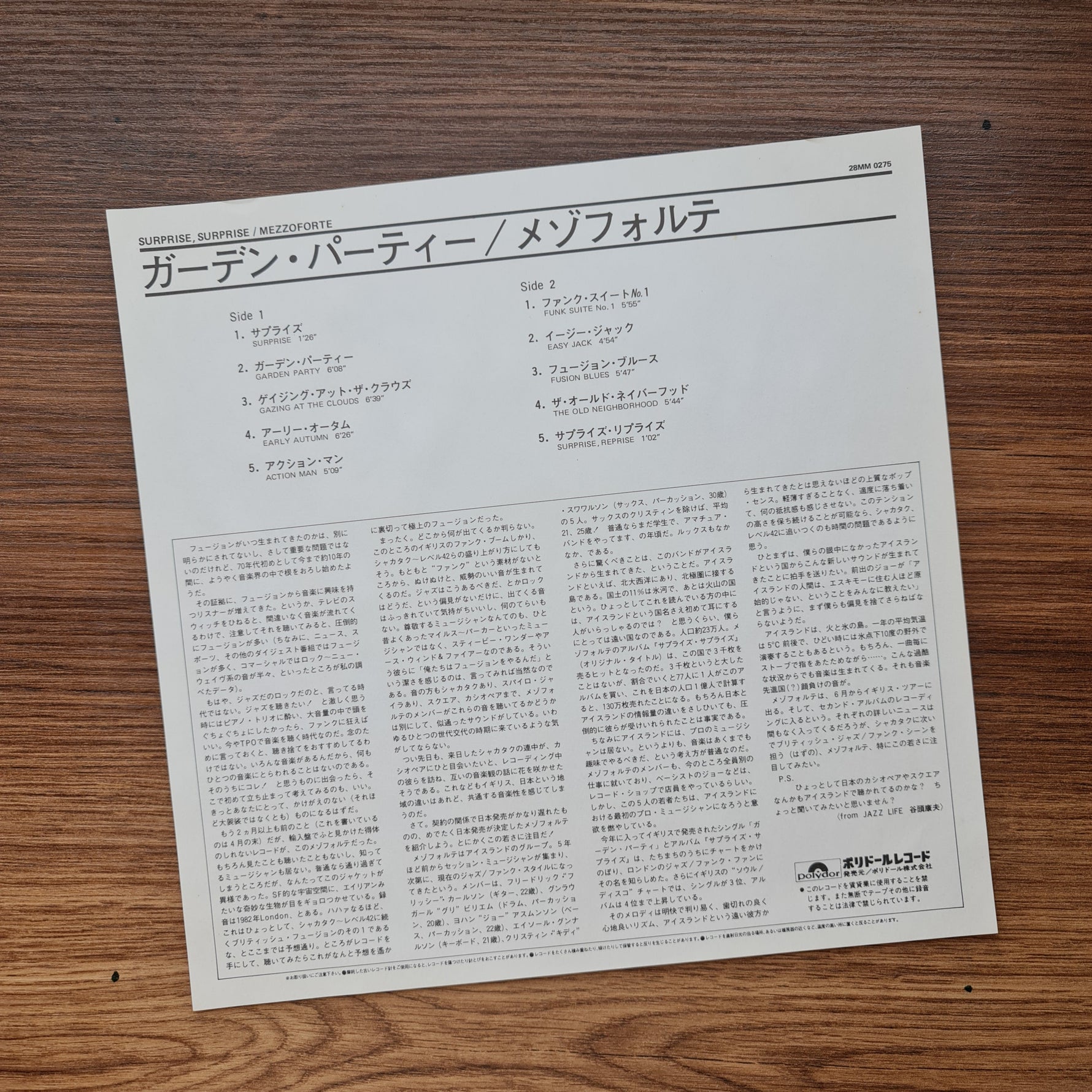 Mezzoforte – Surprise Surprise 33'lük LP PLAK Japan Vinyl