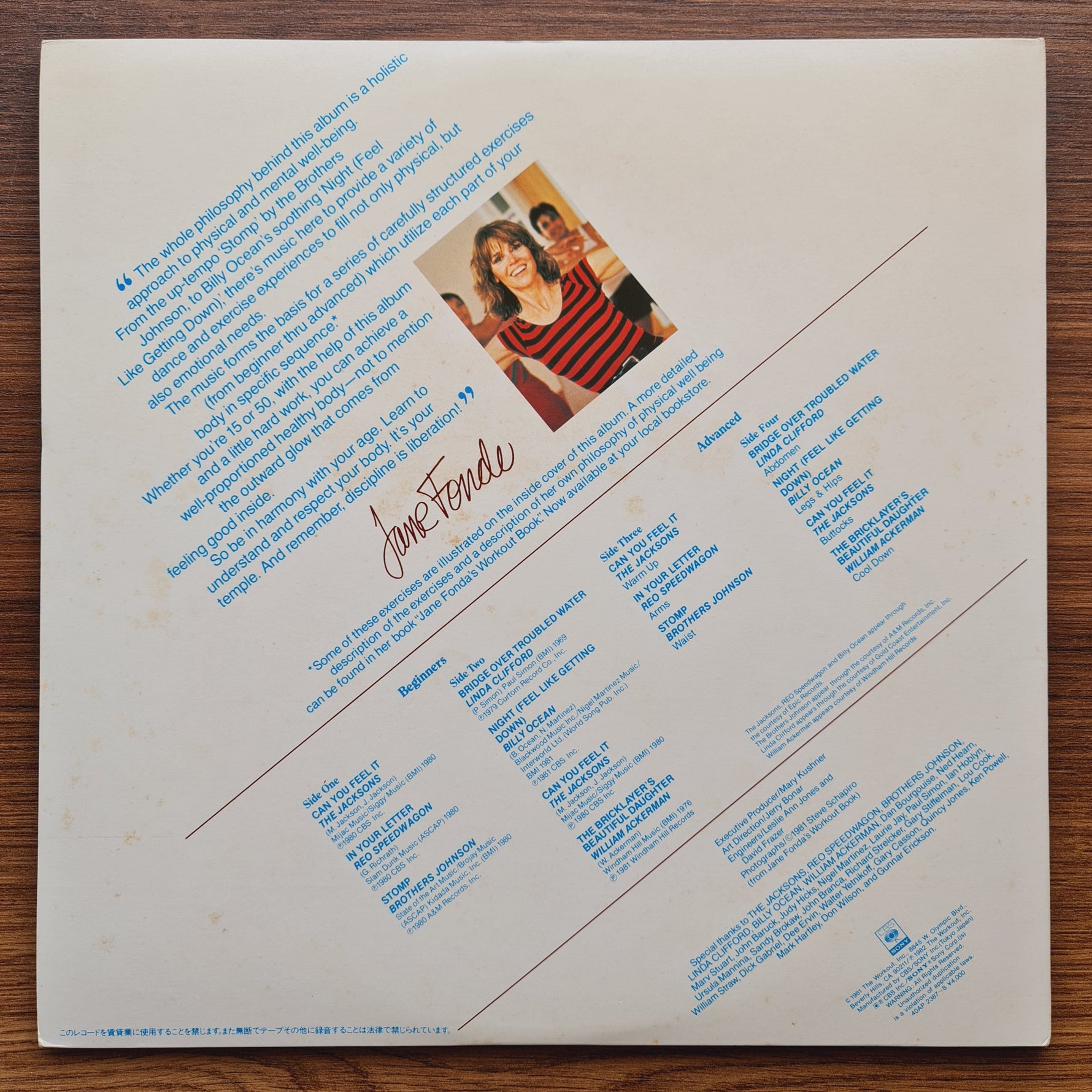 Jane Fonda's Workout Record 33'lük LP PLAK Japan Vinyl