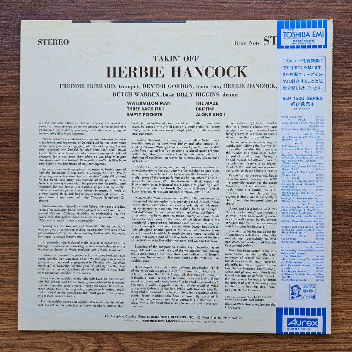 Herbie Hancock – Takin' Off 33'lük LP PLAK Japan Vinyl