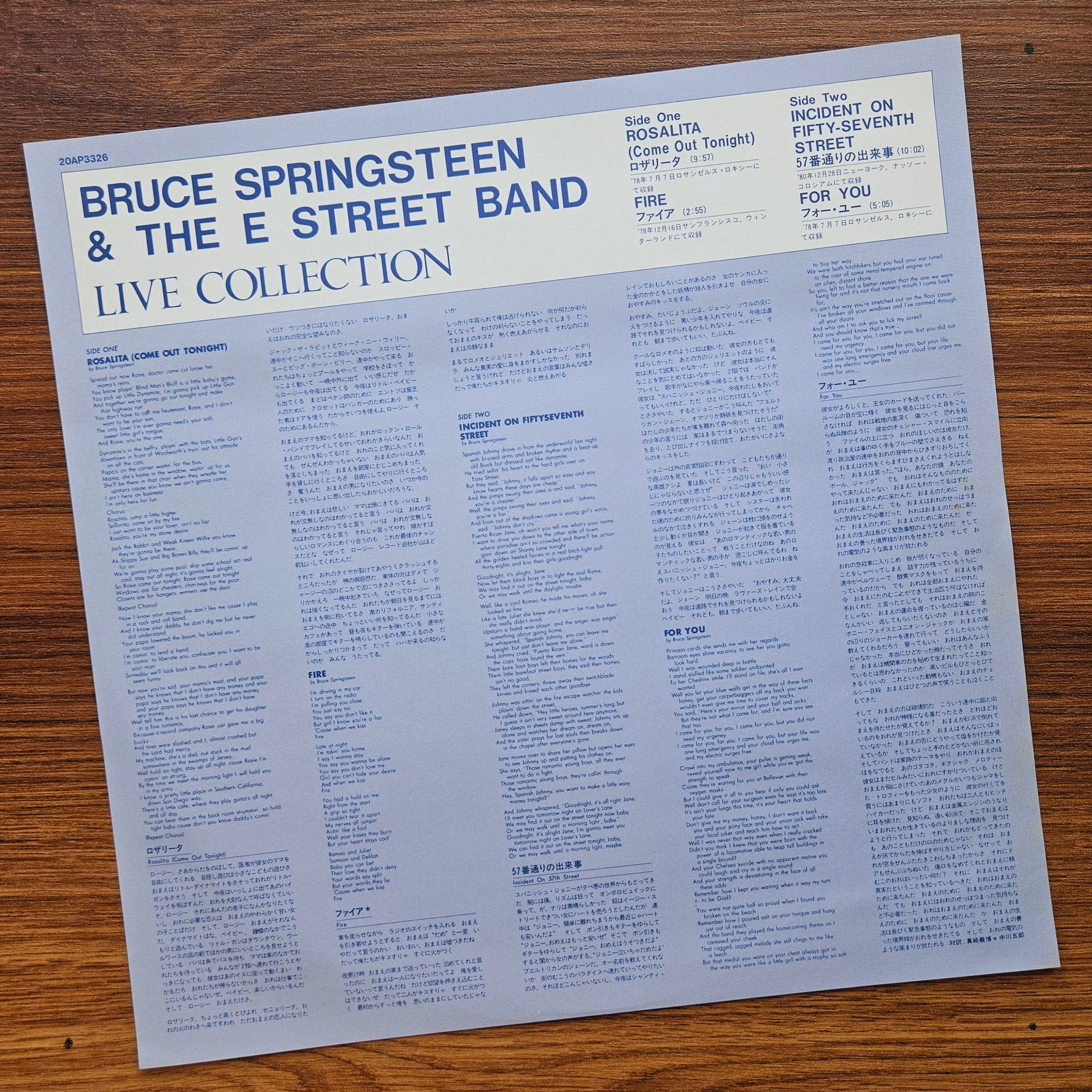 Bruce Springsteen & The E Street Band – Live Collection 33'lük LP PLAK Japan Vinyl