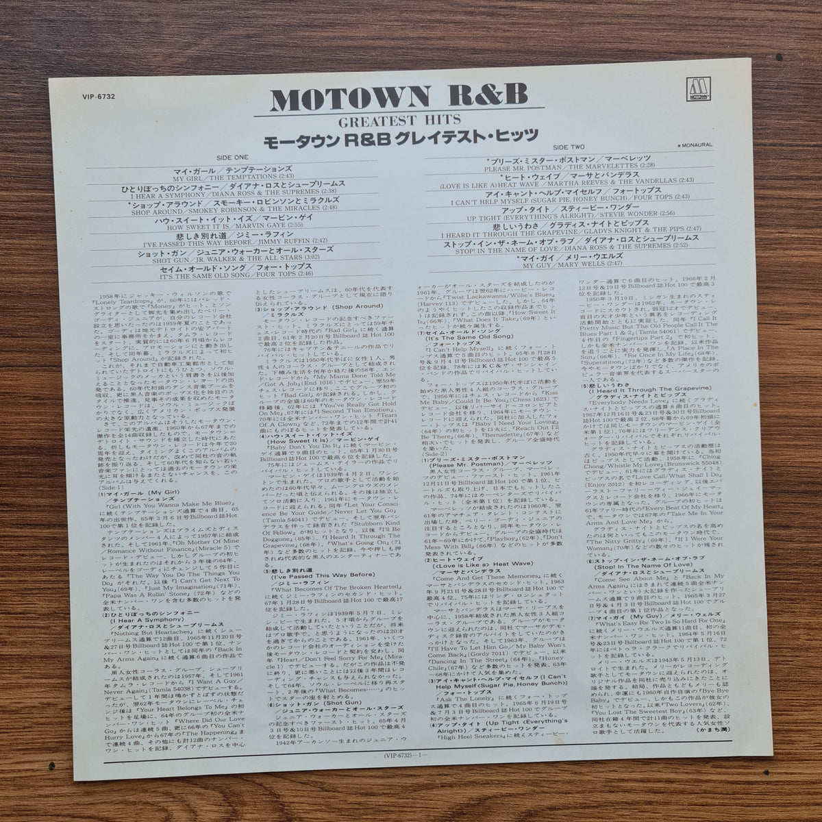 Motown R&B Greatest Hits 33'lük LP PLAK Japan Vinyl