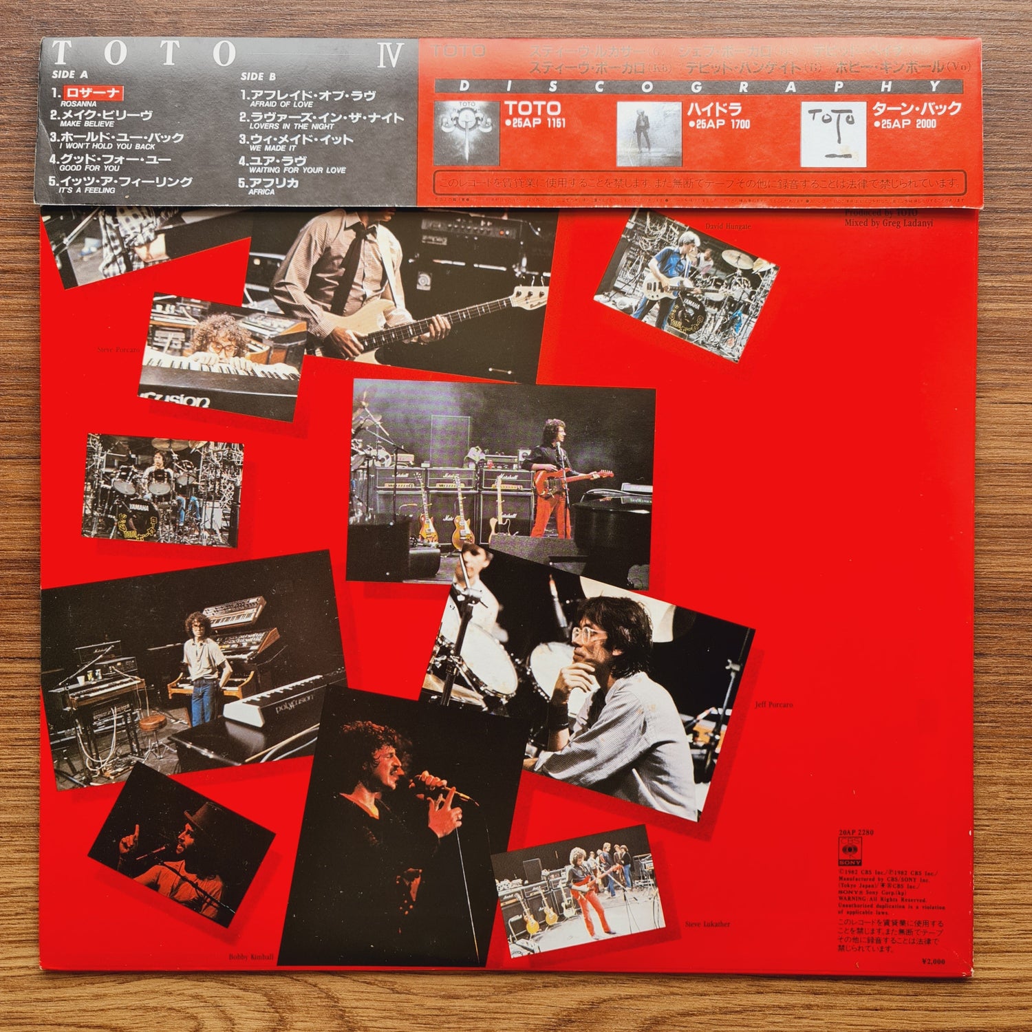 Toto – Toto IV 33'lük LP PLAK Japan Vinyl