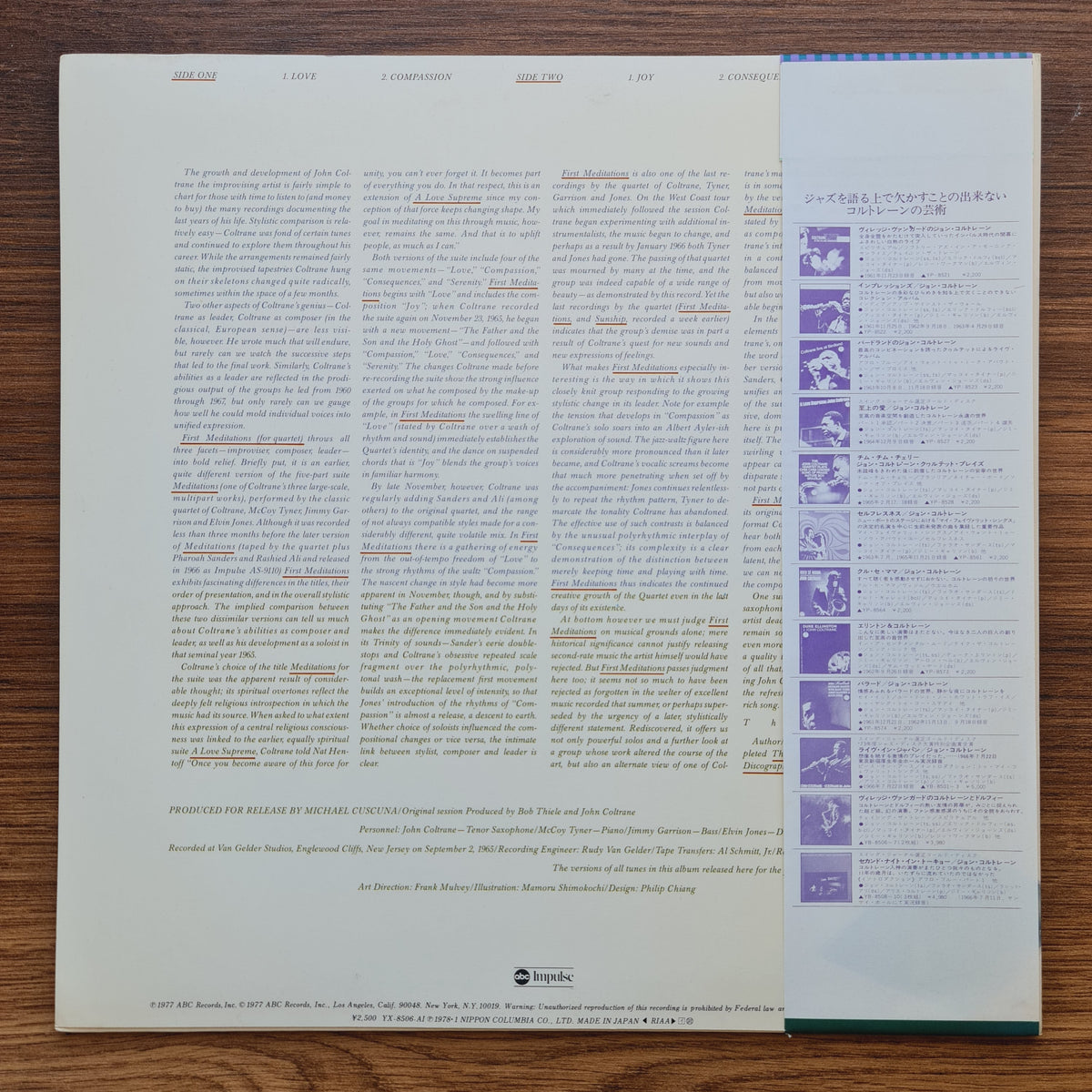 John Coltrane – First Meditations (For Quartet) 33'lük LP PLAK Japan Vinyl
