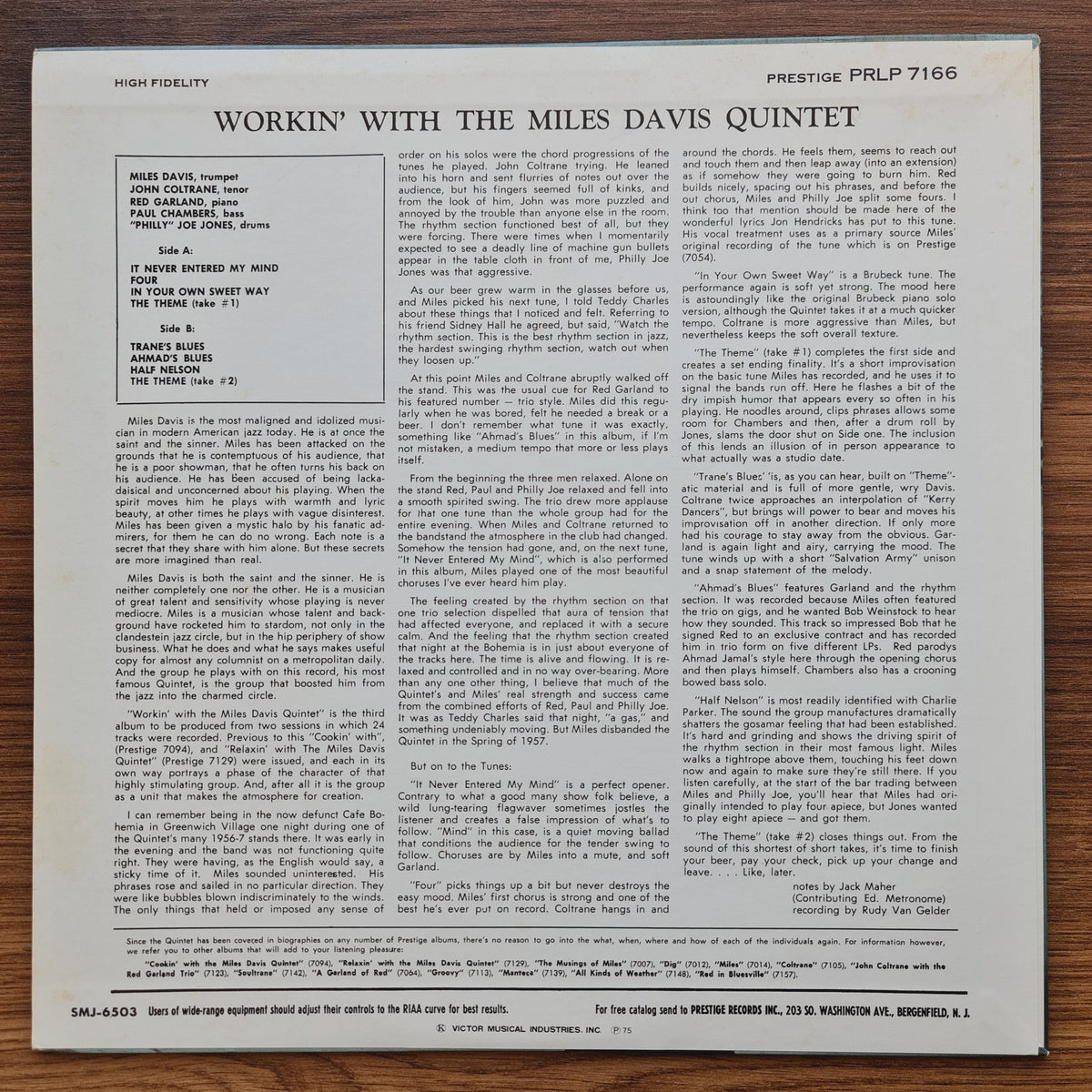 The Miles Davis Quintet – Workin' With The Miles Davis Quintet 33'lük LP PLAK Japan Vinyl