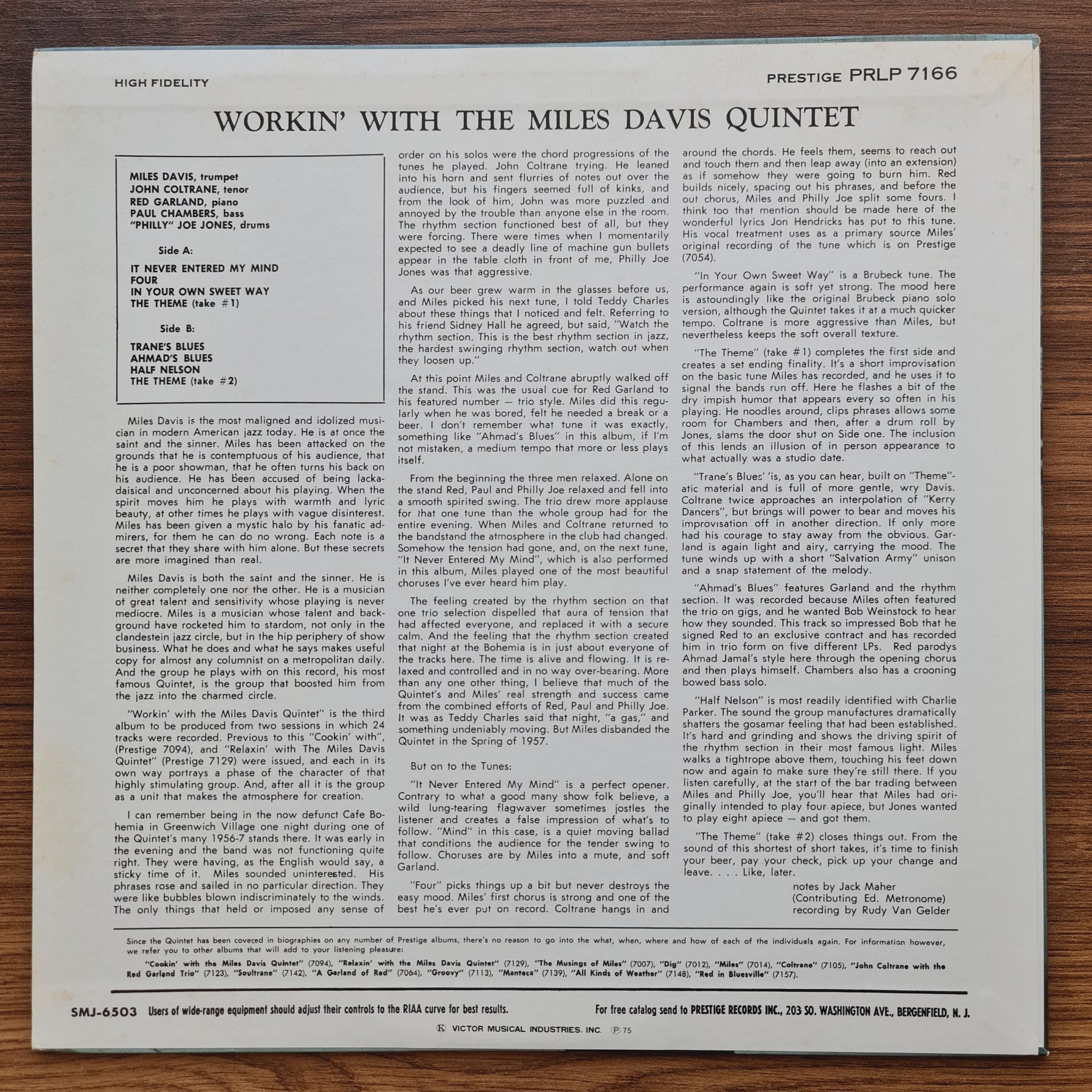 The Miles Davis Quintet – Workin' With The Miles Davis Quintet 33'lük LP PLAK Japan Vinyl
