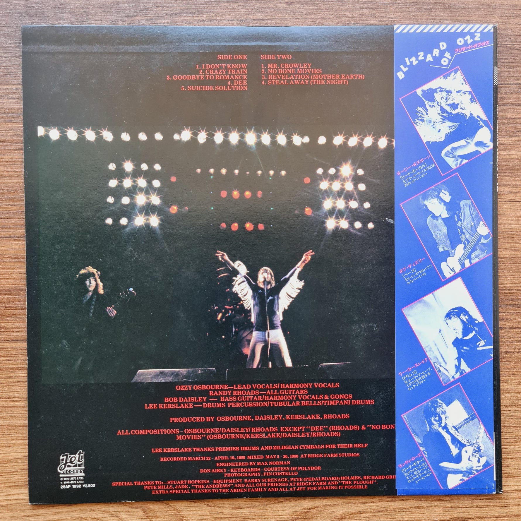 Ozzy Osbourne – Blizzard Of Ozz 33'lük LP PLAK Japan Vinyl