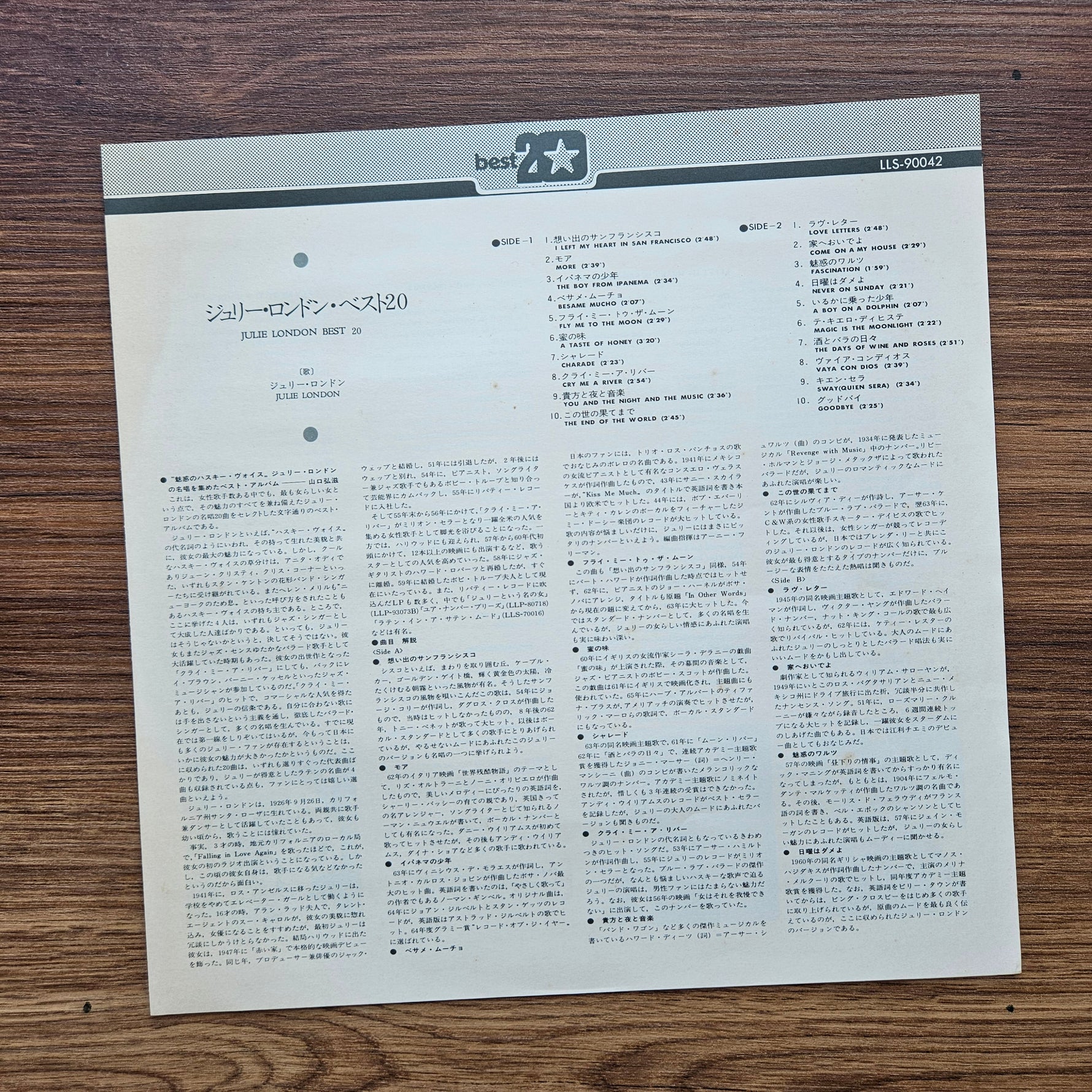 Julie London - Julie London Best 20 Japan Vinyl