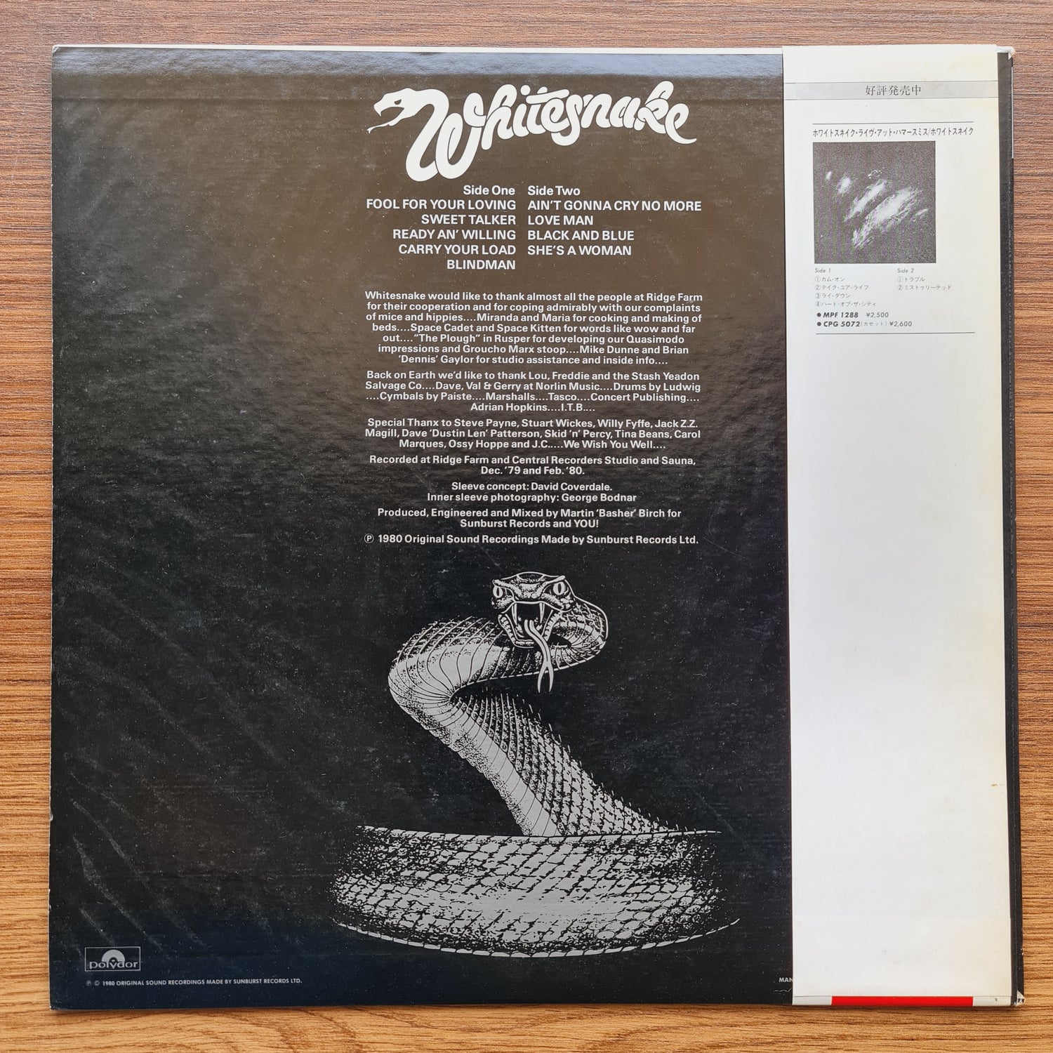 Whitesnake – Ready An' Willing 33'lük LP PLAK Japan Vinyl