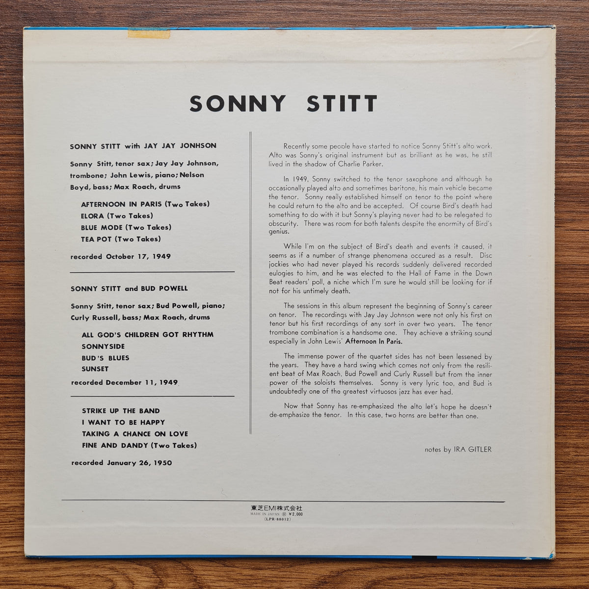 Sonny Stitt & Bud Powell & J.J. Johnson Japan Vinyl