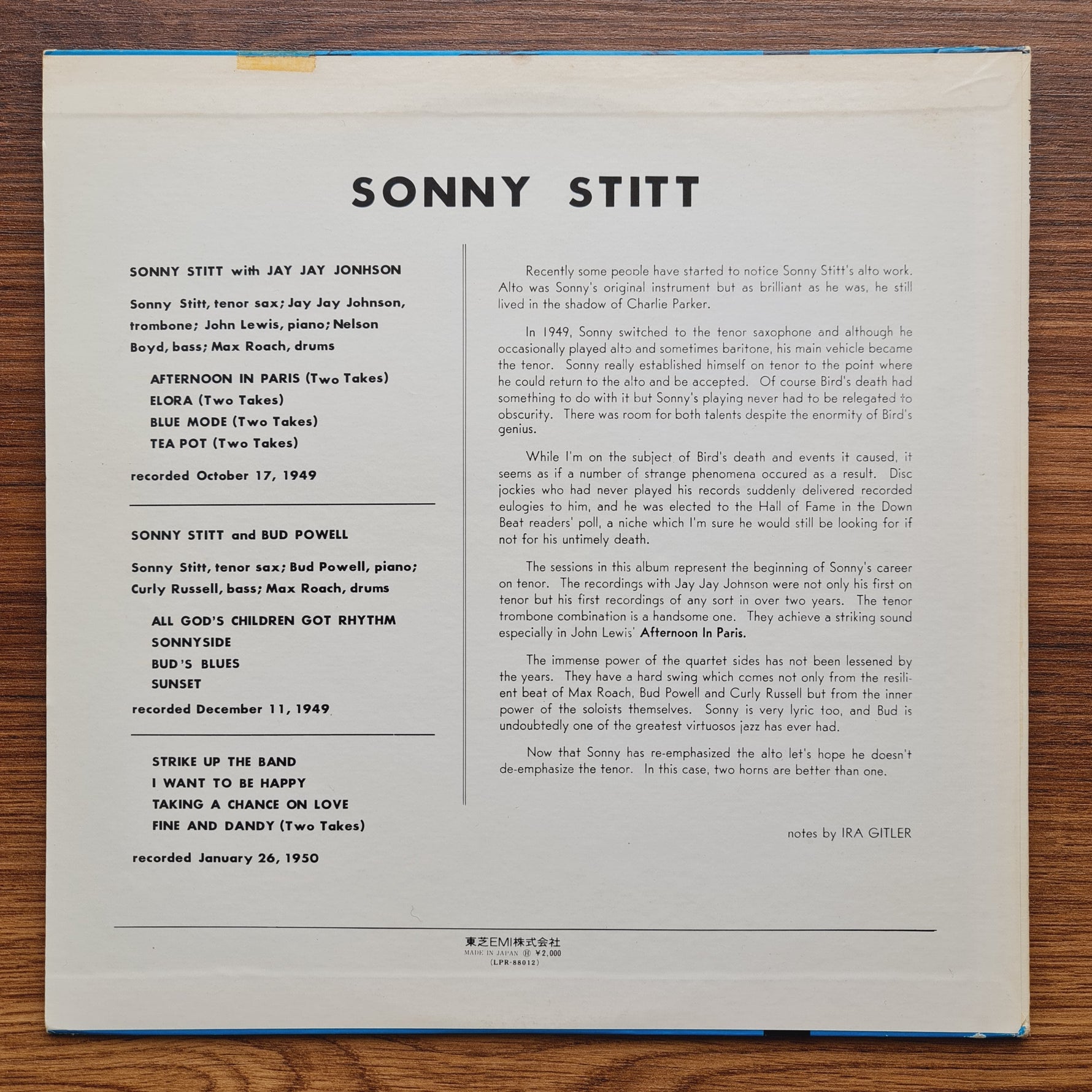 Sonny Stitt & Bud Powell & J.J. Johnson Japan Vinyl