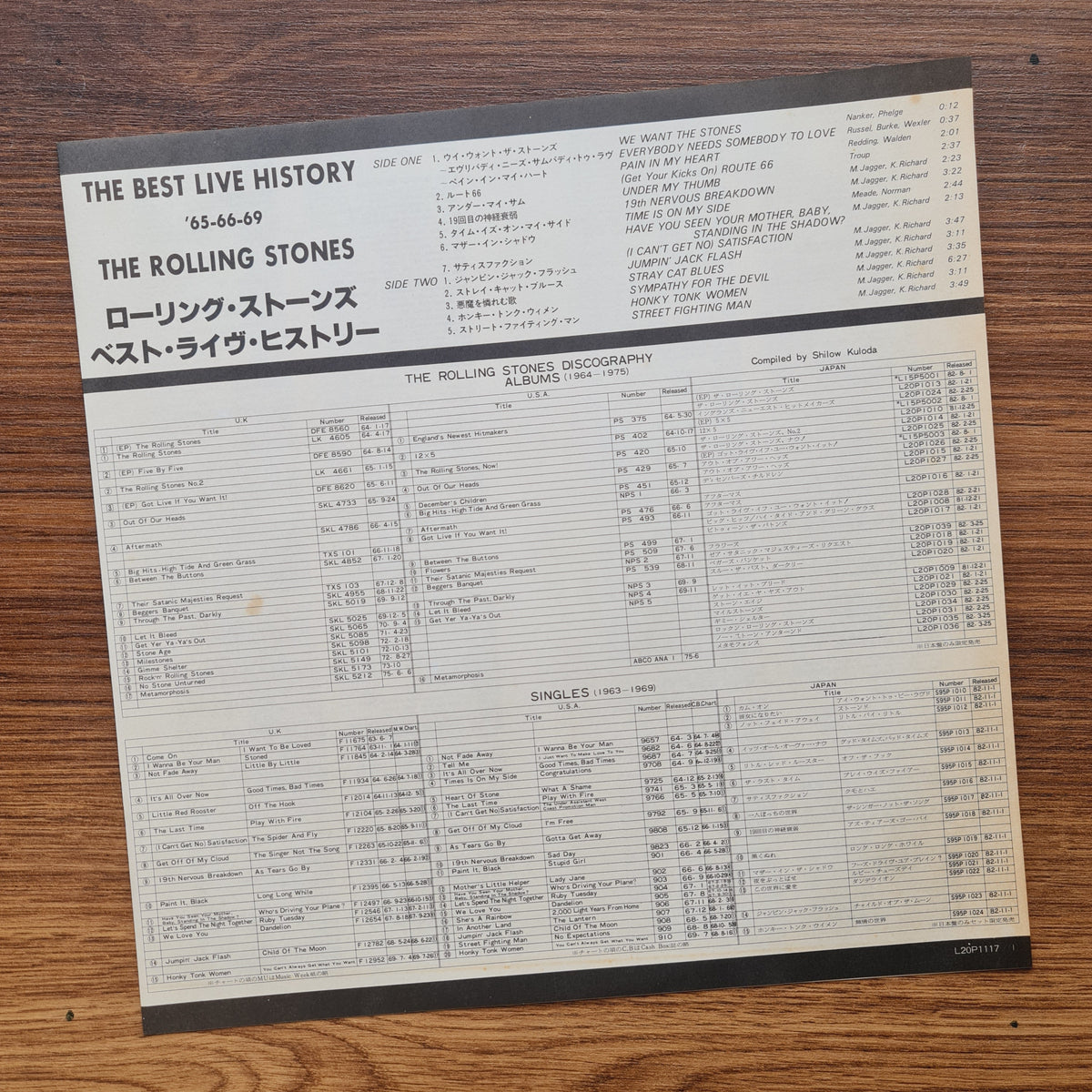 Rolling Stones – The Best Live History '65-66-69 33'lük LP PLAK Japan Vinyl
