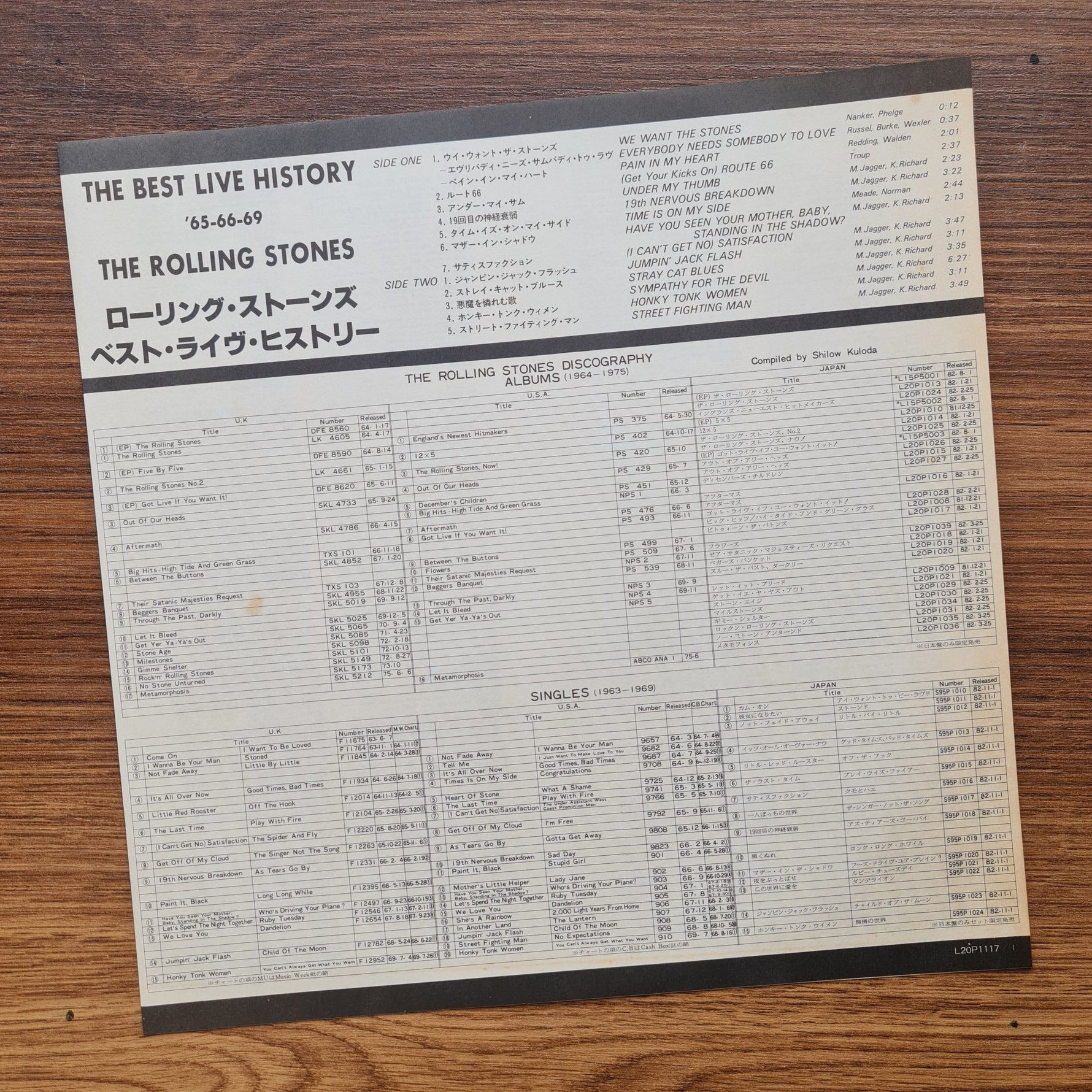 Rolling Stones – The Best Live History '65-66-69 33'lük LP PLAK Japan Vinyl