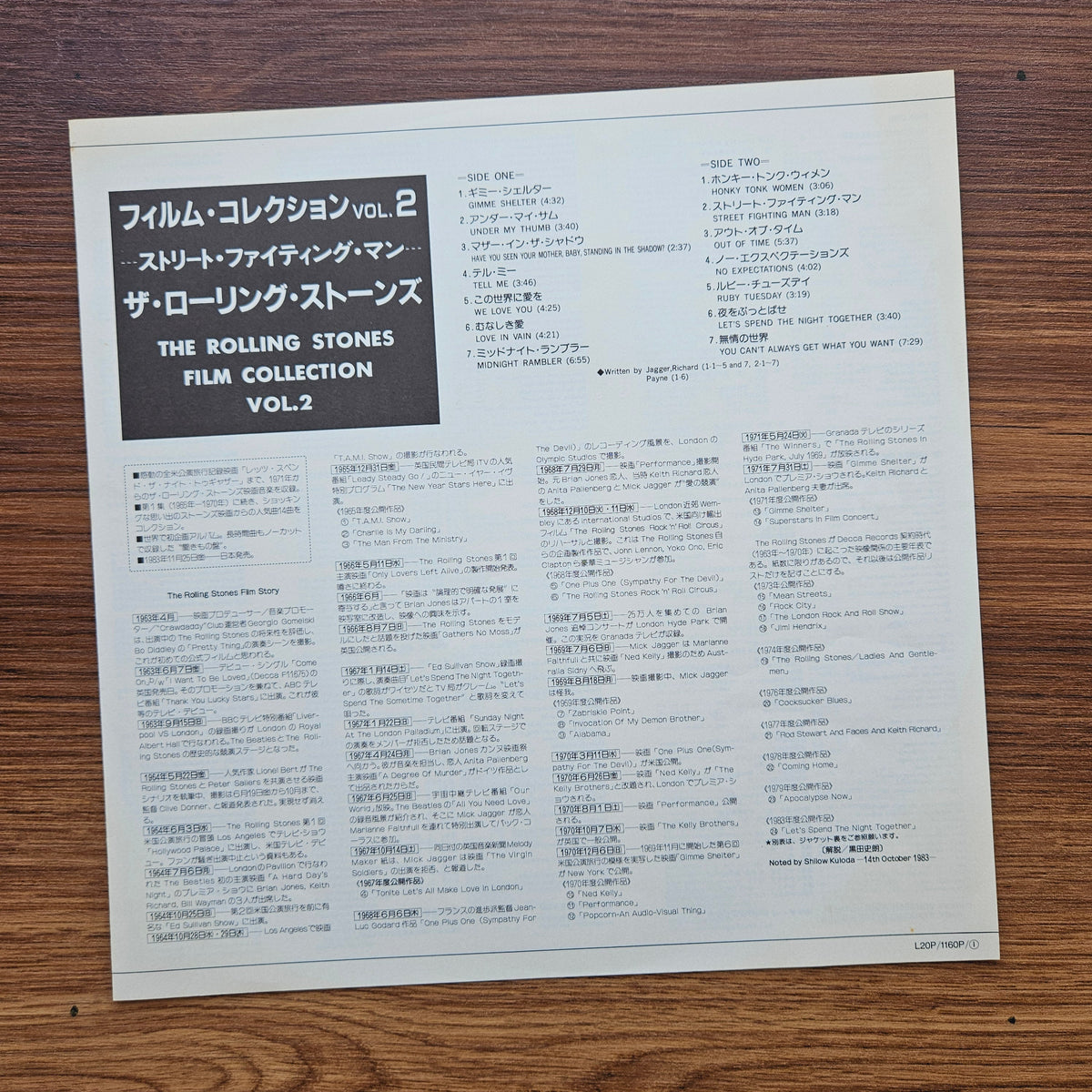 The Rolling Stones – Film Collection Vol.2 1971~1983 33'lük LP PLAK Japan Vinyl