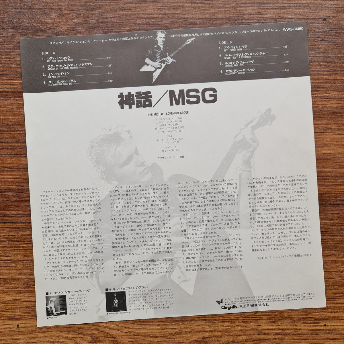 The Michael Schenker Group – MSG 33'lük LP PLAK Japan Vinyl