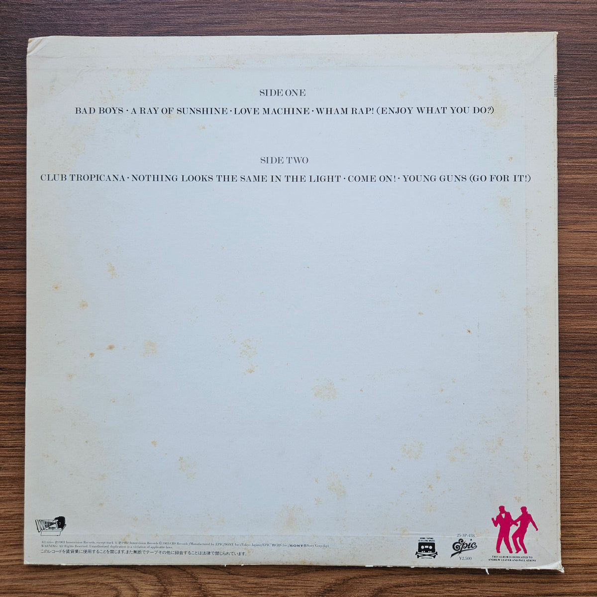 Wham! – Fantastic 33'lük LP PLAK Japan Vinyl