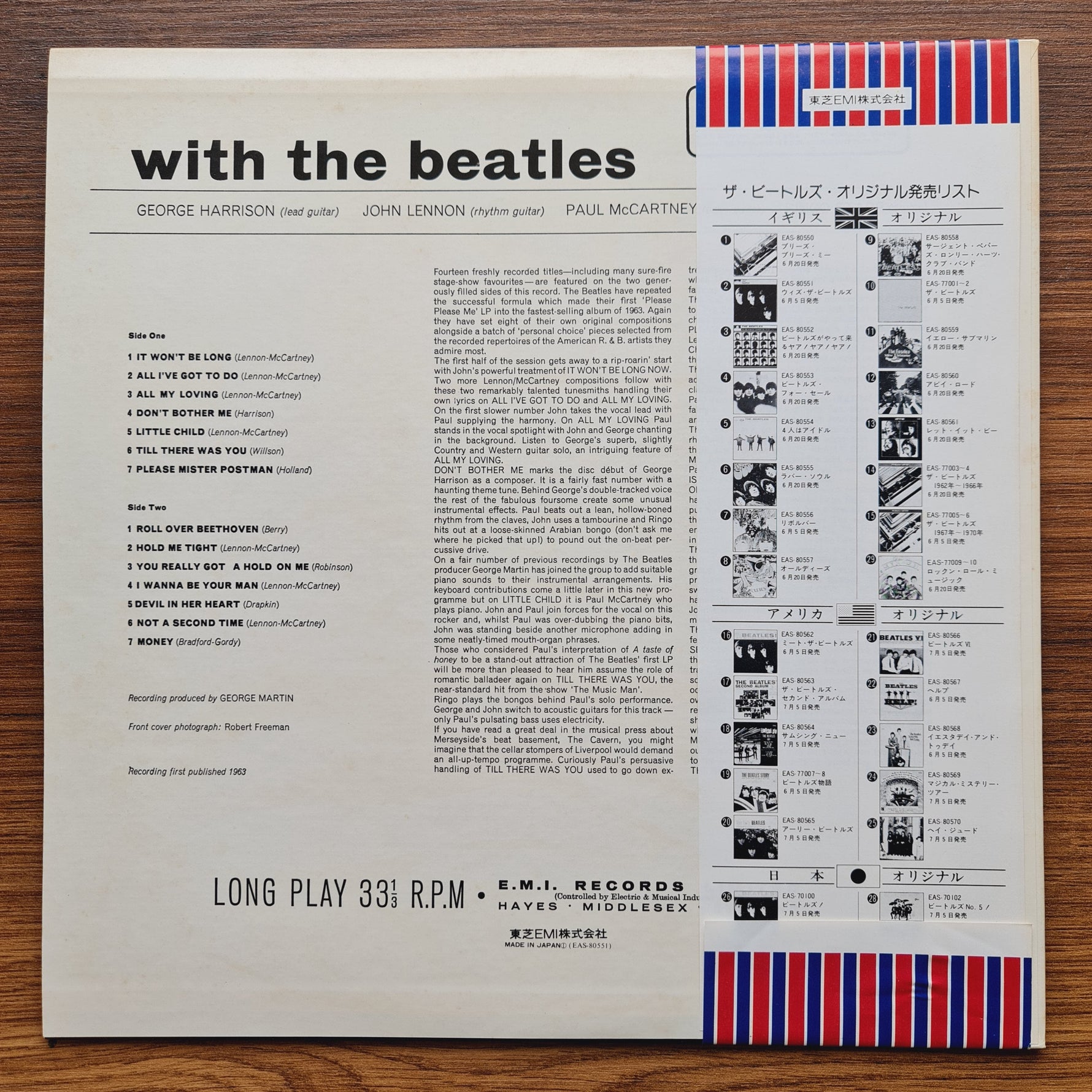 The Beatles – With The Beatles 33'lük LP PLAK Japan Vinyl
