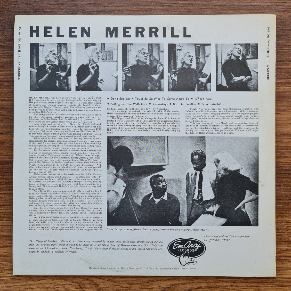 Helen Merrill – Helen Merrill 33'lük LP PLAK Japan Vinyl