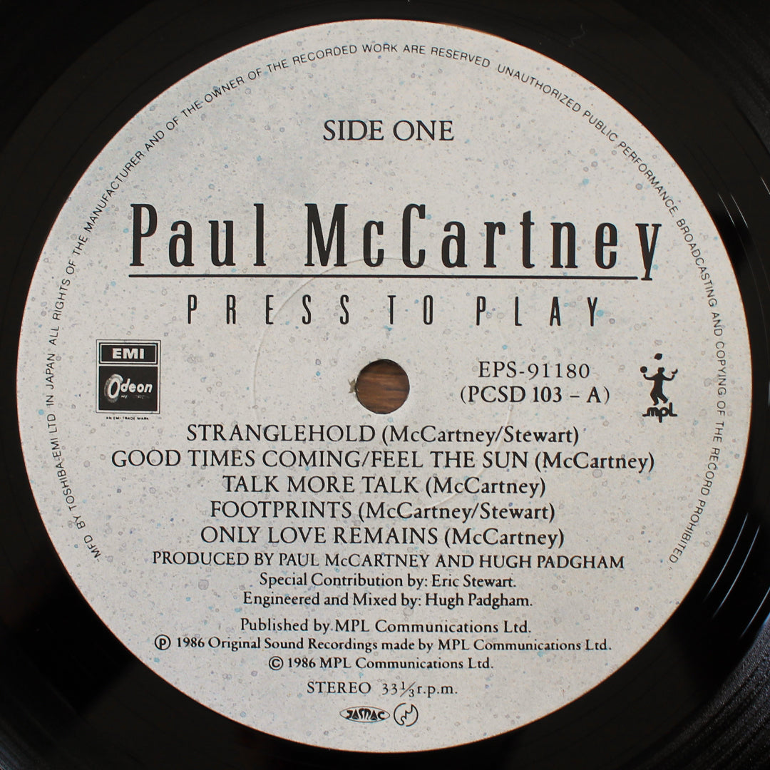 Paul McCartney - Press To Play 33'lük LP PLAK Japan Vinyl
