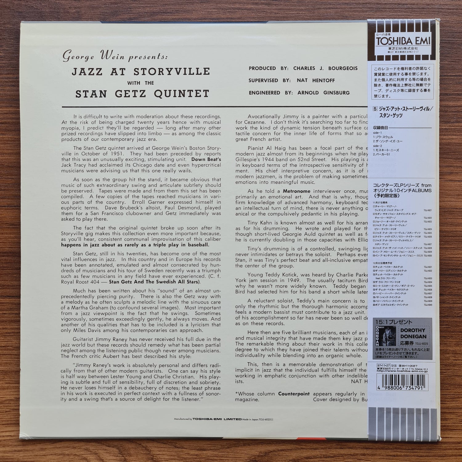 Stan Getz Quintette – Jazz At Storyville Japan Vinyl