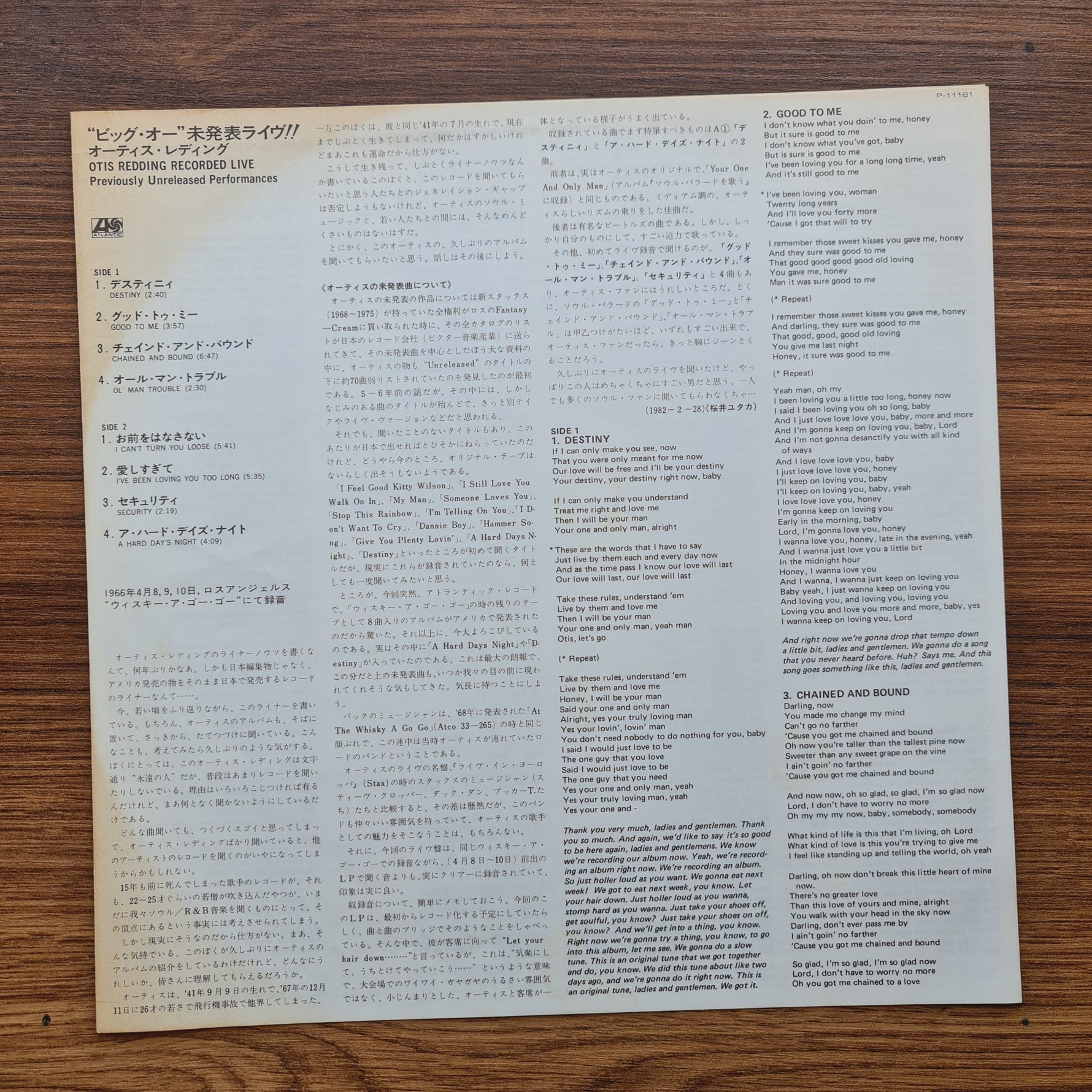 Otis Redding – Recorded Live Japan Vinyl