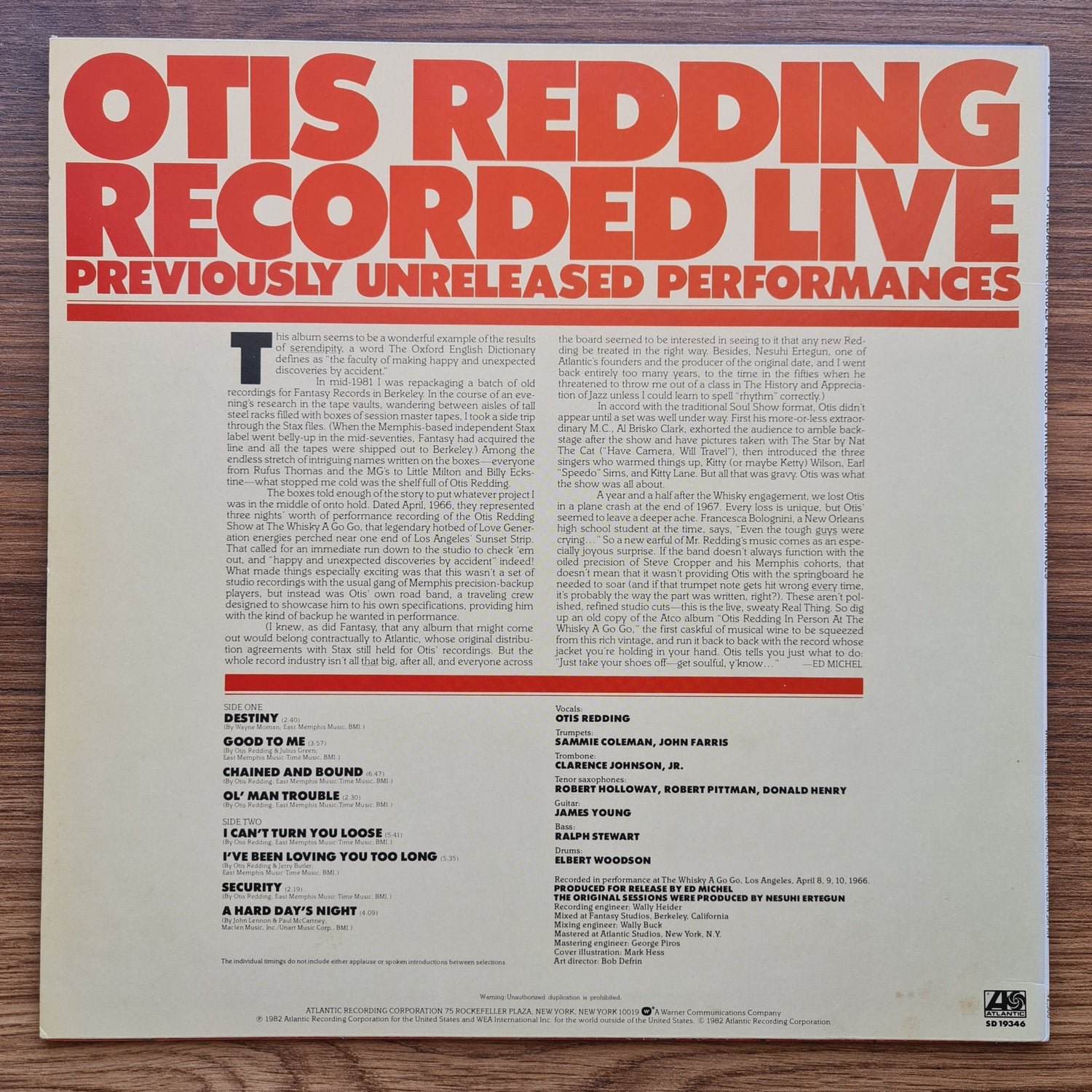 Otis Redding – Recorded Live Japan Vinyl