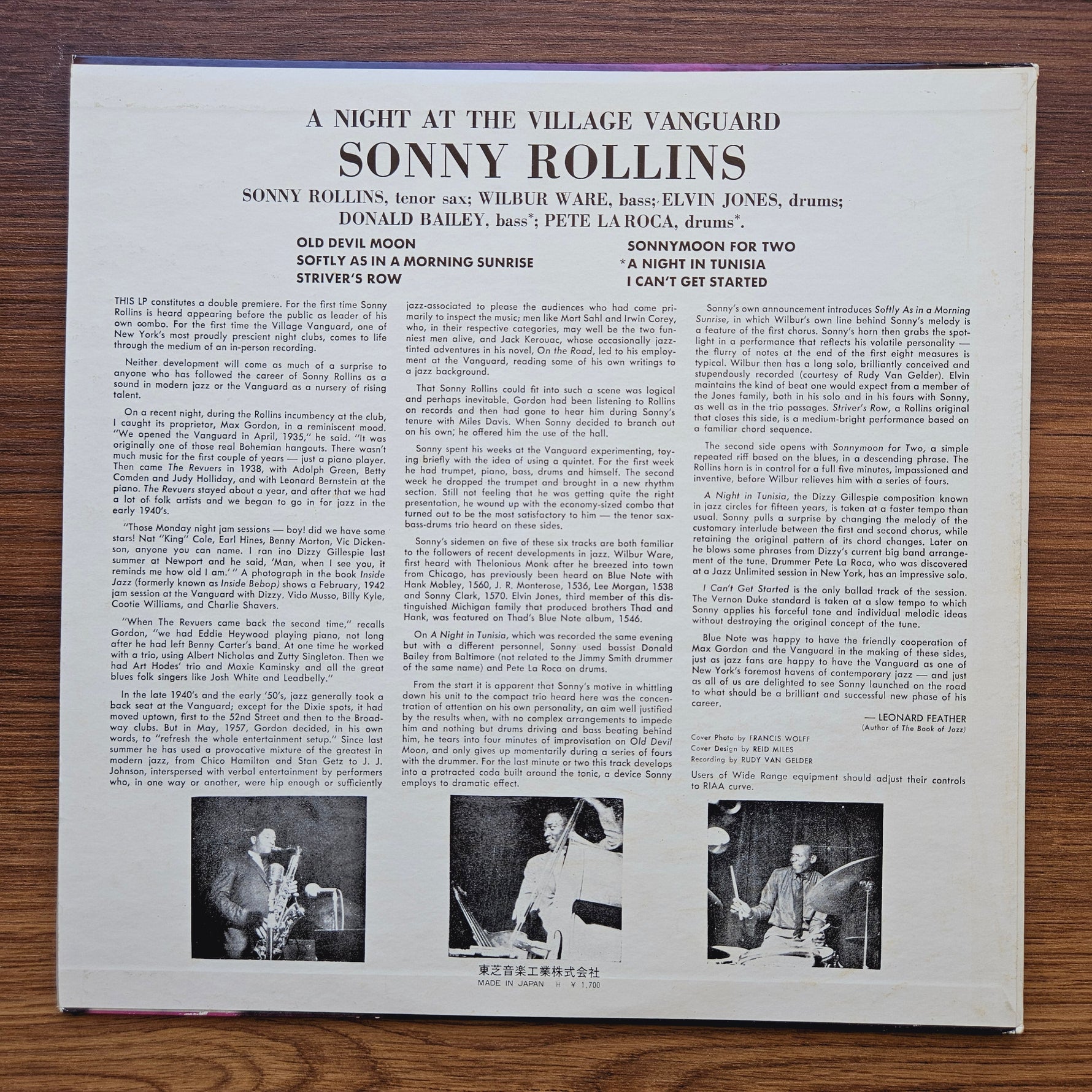 Sonny Rollins – A Night At The "Village Vanguard" 33'lük LP PLAK Japan Vinyl