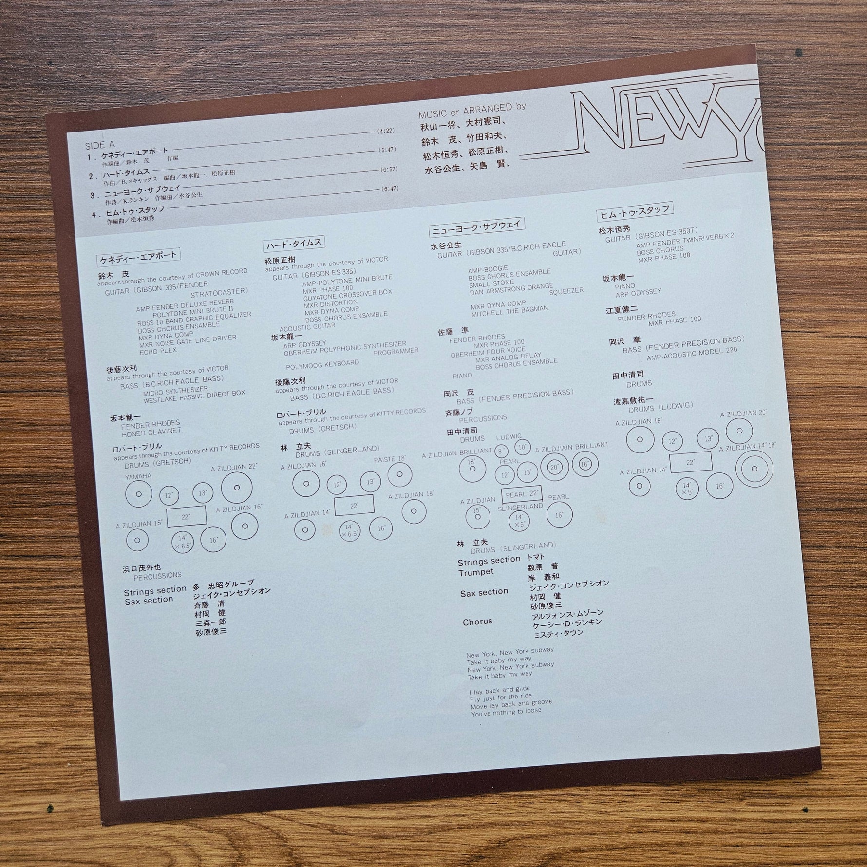 Kazumasa Akiyama, Kenji Ohmura*, Shigeru Suzuki, Kazuo Takeda.. – New York 33'lük LP PLAK Japan Vinyl
