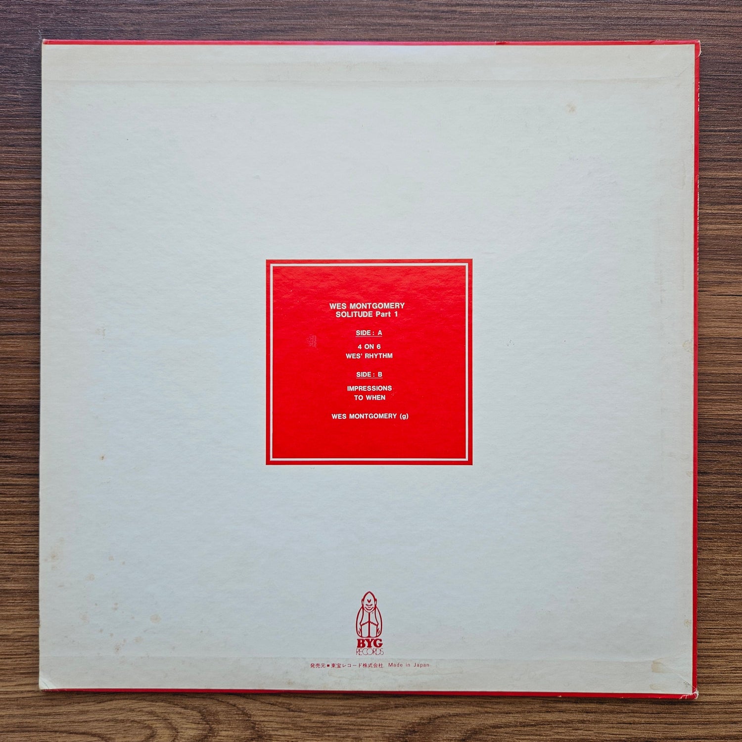 Wes Montgomery – Solitude Part 1 33'lük LP PLAK Japan Vinyl