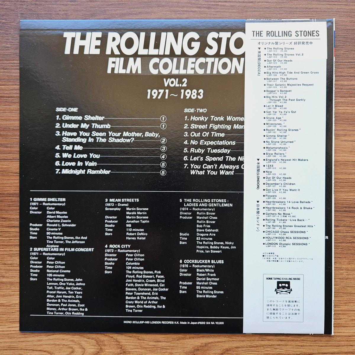 The Rolling Stones – Film Collection Vol.2 1971~1983 33'lük LP PLAK Japan Vinyl