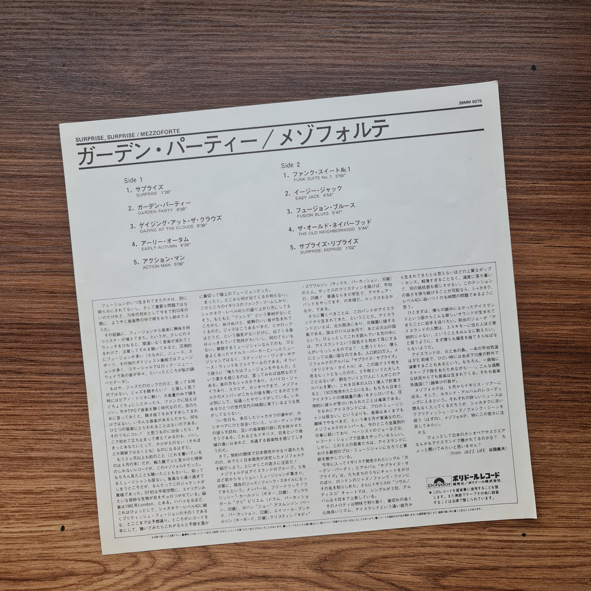 Mezzoforte – Surprise Surprise 33'lük LP PLAK Japan Vinyl