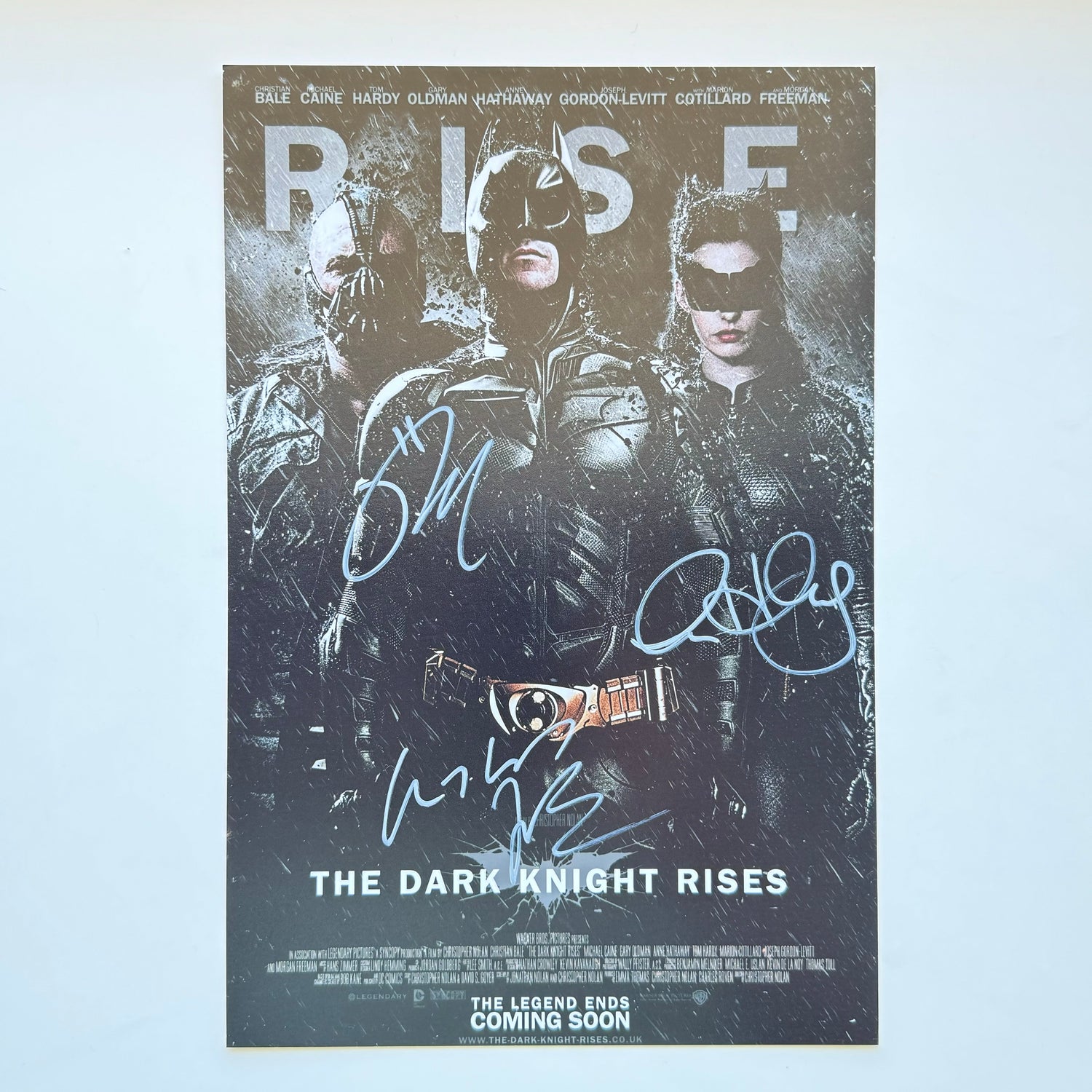 Christian Bale, Tom Hardy & Anne Hathaway El İmzalı Fotoğraf (Ömür Boyu COA) Japan Vinyl