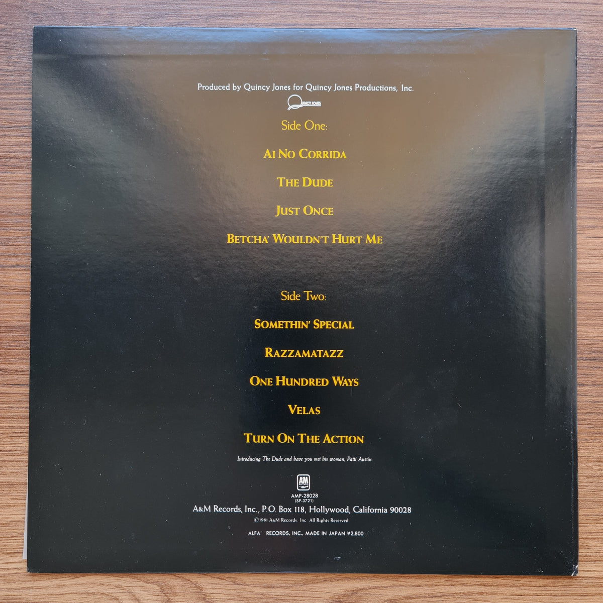 Quincy Jones – The Dude 33'lük LP PLAK Japan Vinyl