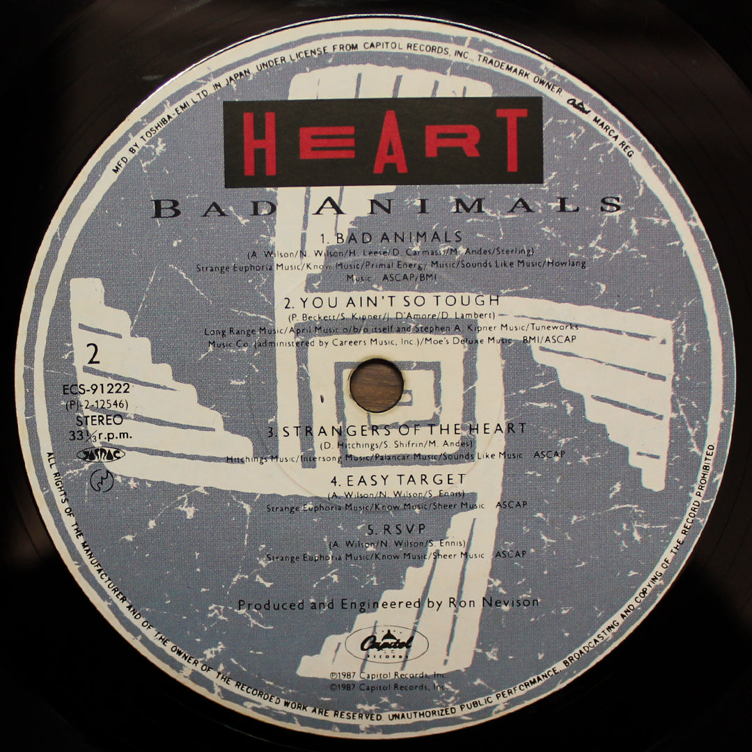 Heart - Bad Animals + Live In Japan '86 33'lük LP PLAK Japan Vinyl