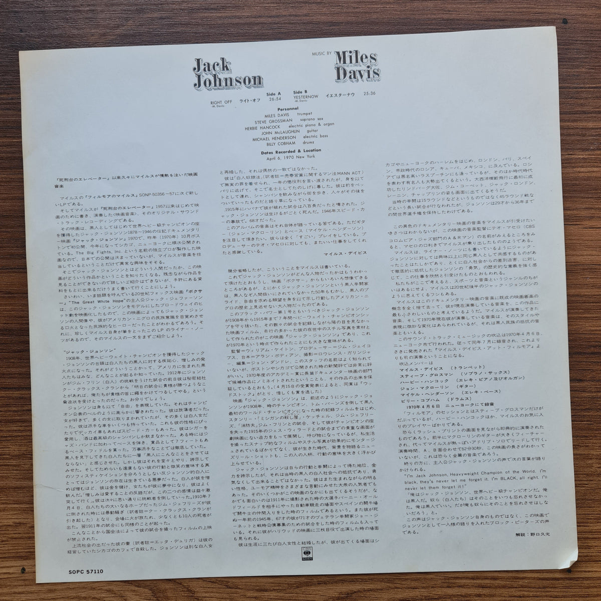 Miles Davis – Jack Johnson 33'lük LP PLAK Japan Vinyl