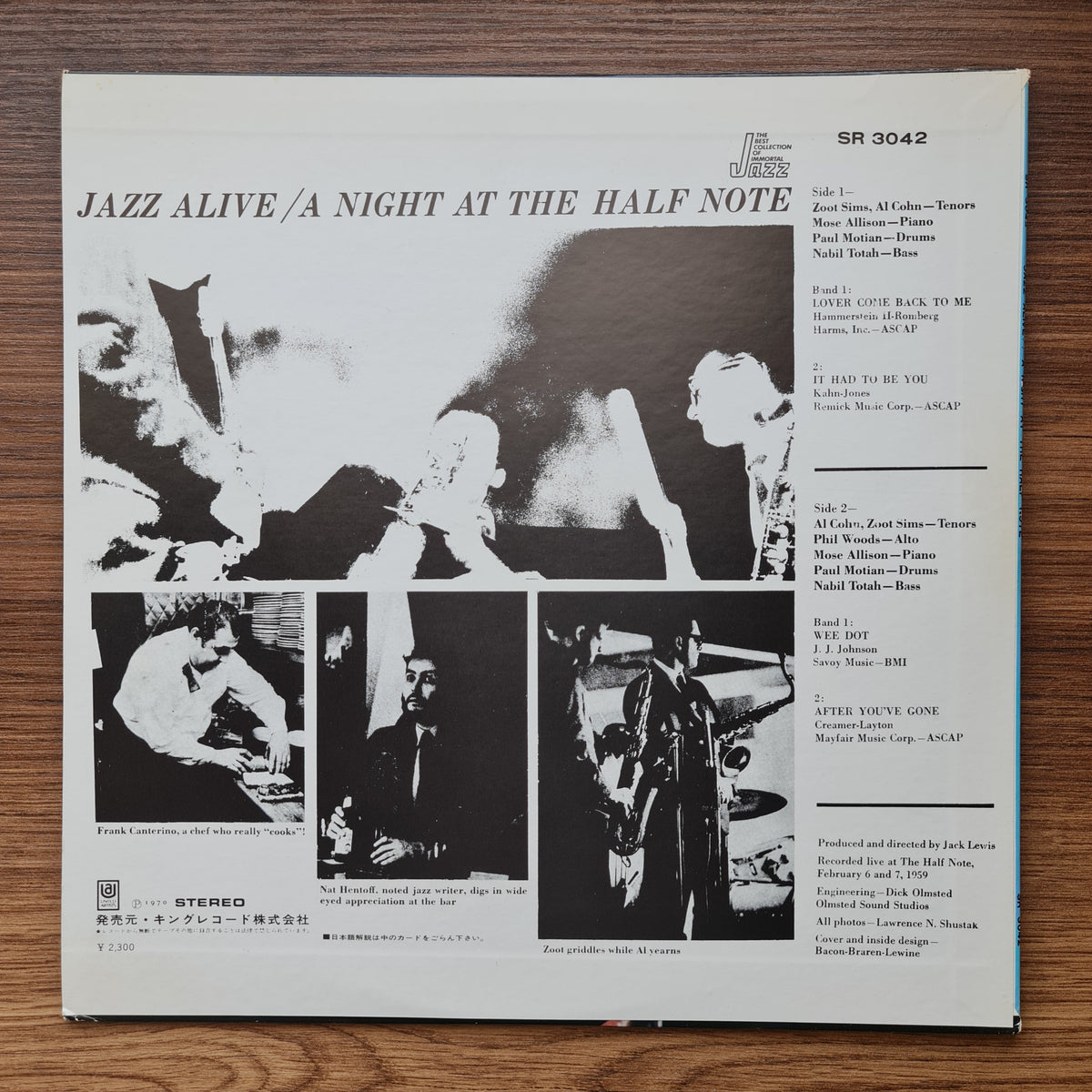 Zoot Sims / Al Cohn / Phil Woods – Jazz Alive! A Night At The Half Note 33'lük LP PLAK Japan Vinyl